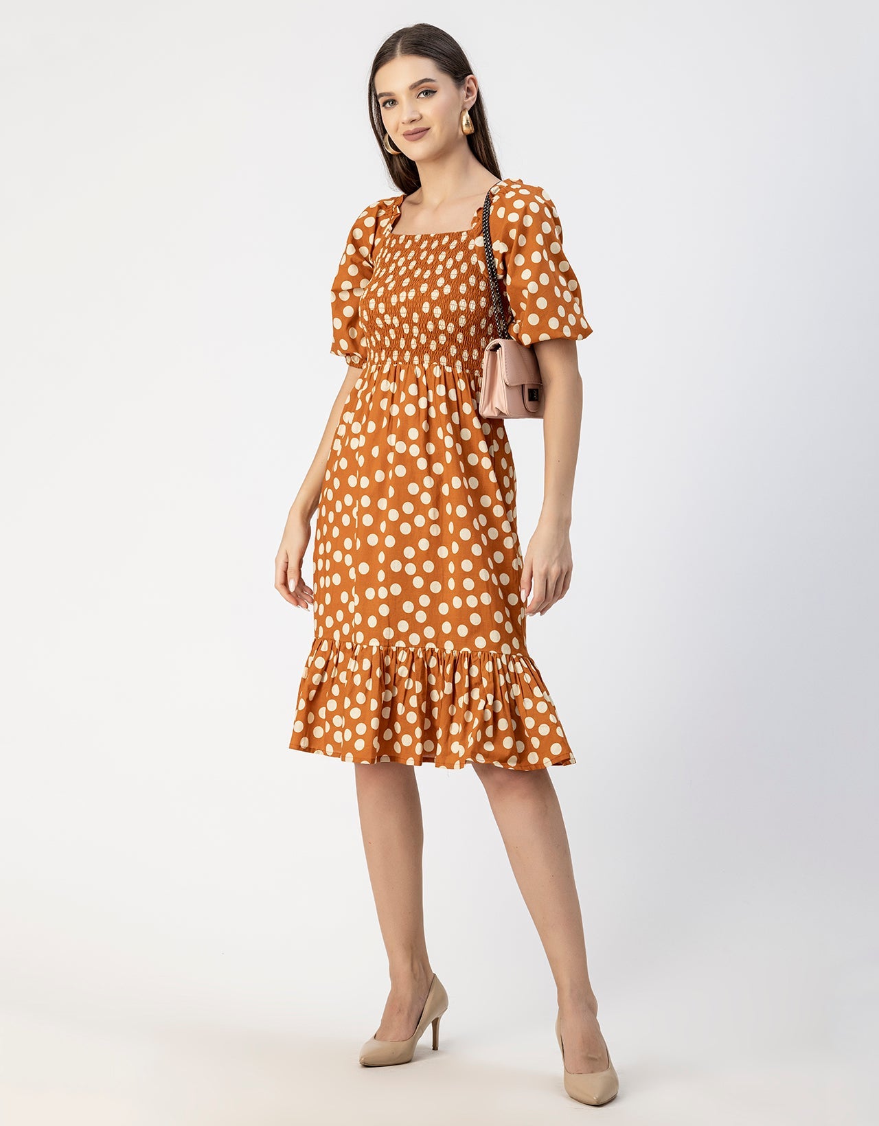 Printed Cotton Fit And Flare Dress - Cute Casual Dress