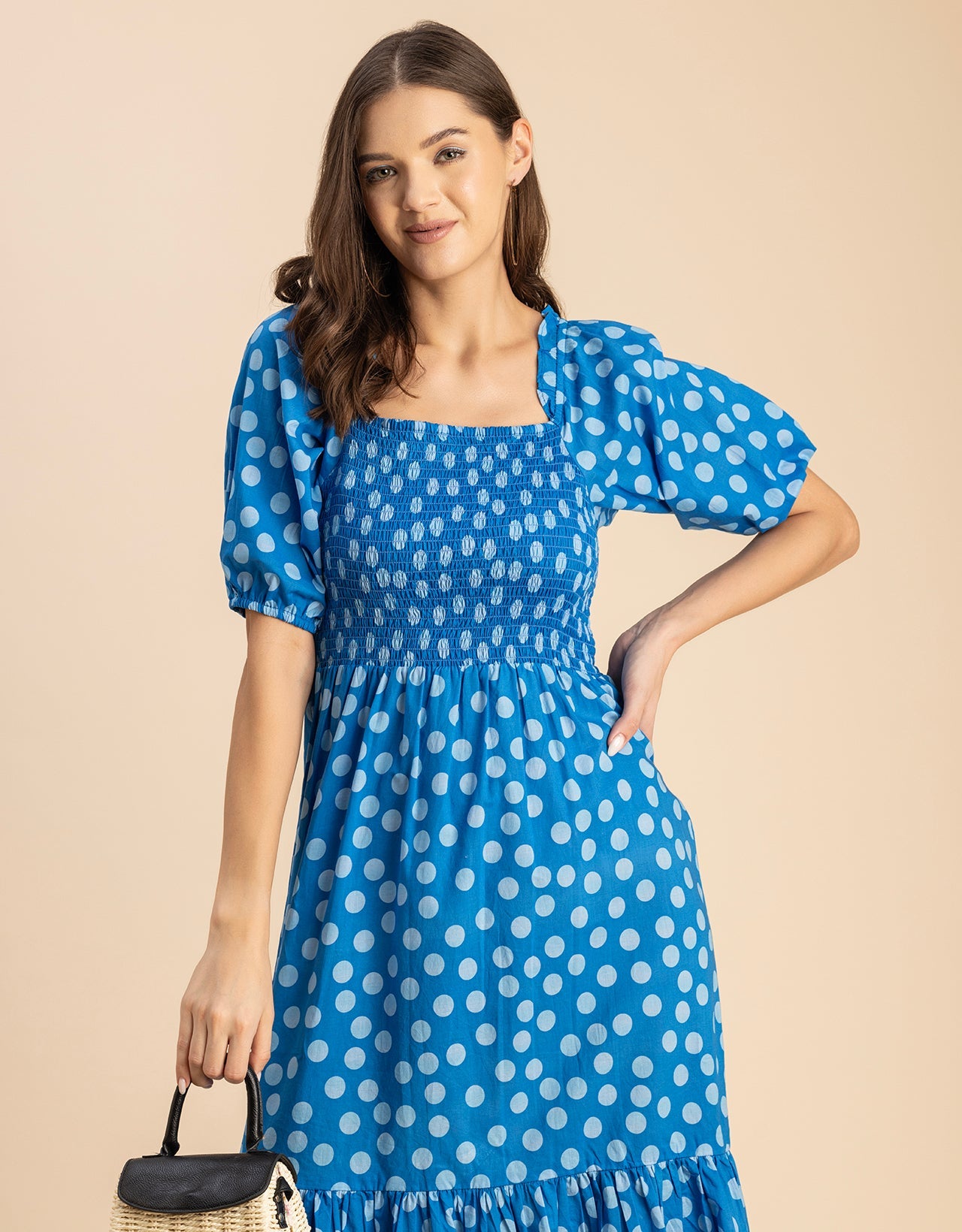 Printed Cotton Fit And Flare Dress - Cute Casual Dress