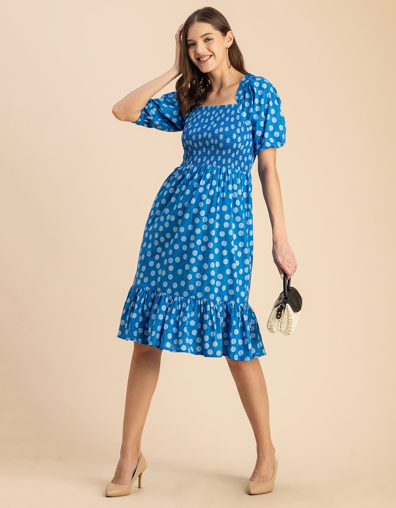 Printed Cotton Fit And Flare Dress - Cute Casual Dress