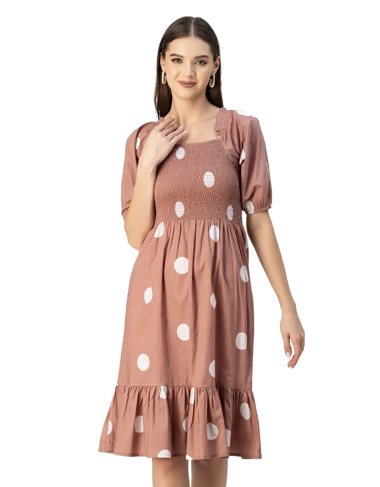 Printed Cotton Fit And Flare Dress - Cute Casual Dress