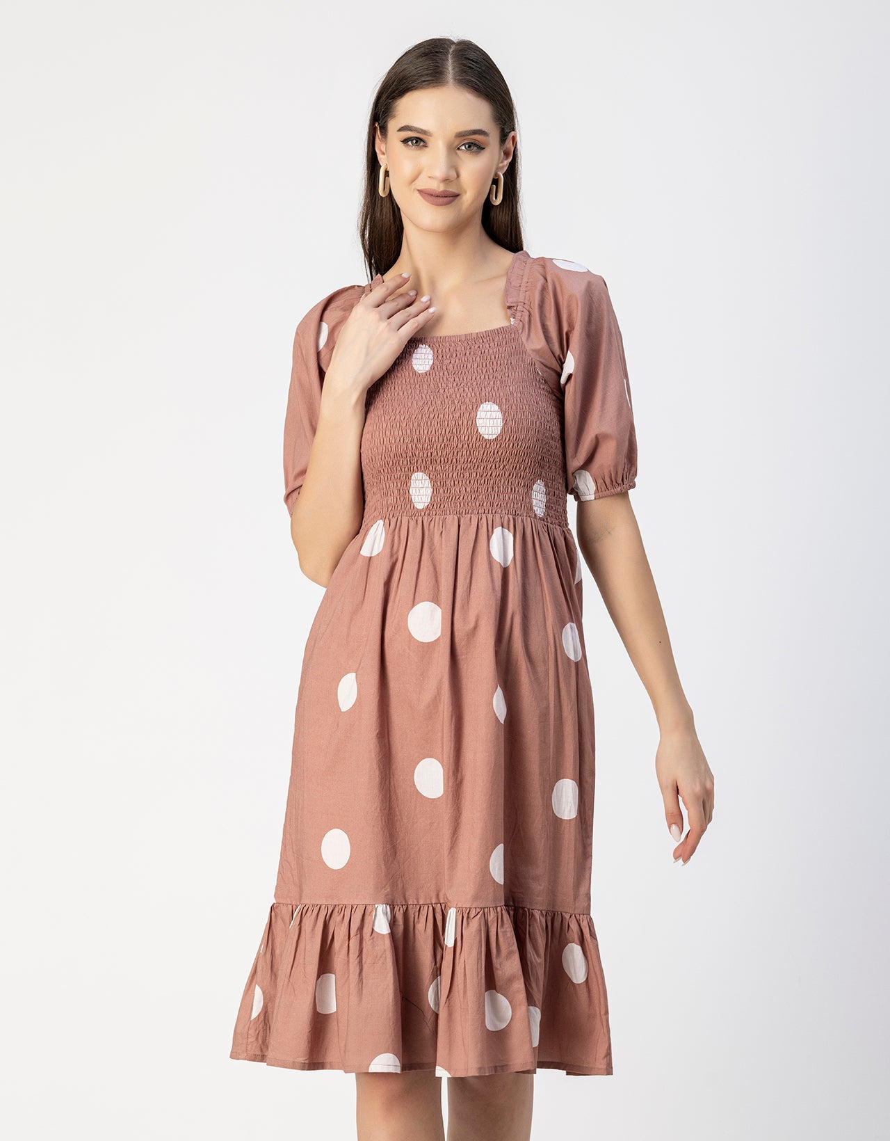 Printed Cotton Fit And Flare Dress - Cute Casual Dress