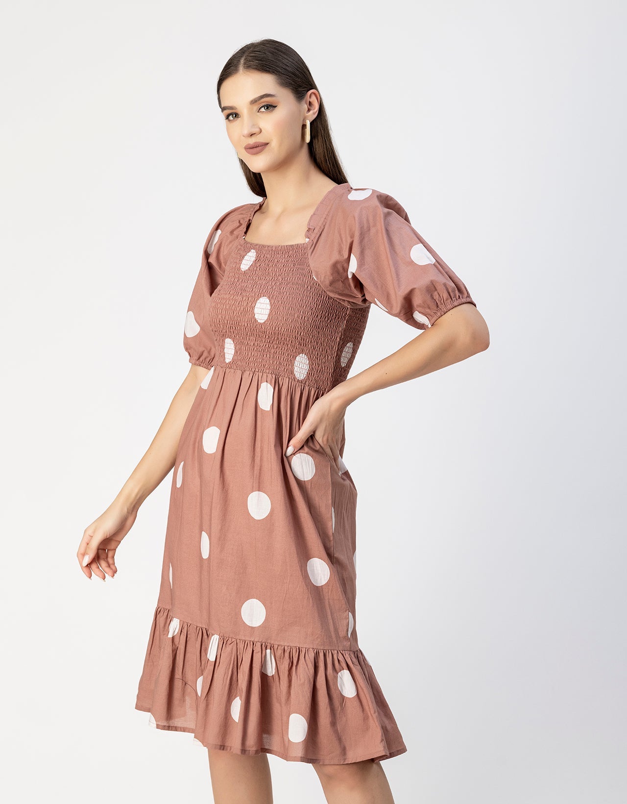Printed Cotton Fit And Flare Dress - Cute Casual Dress