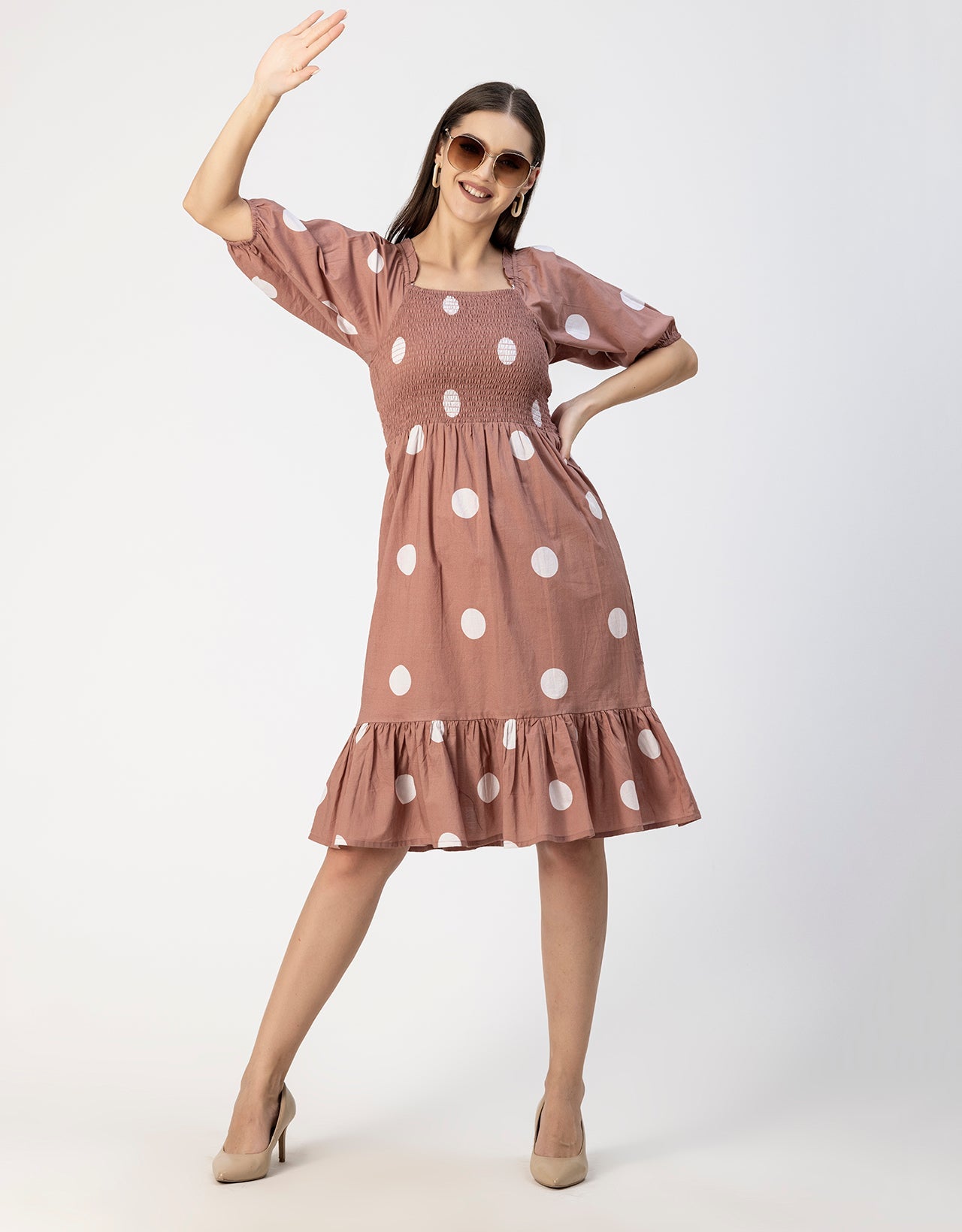 Printed Cotton Fit And Flare Dress - Cute Casual Dress