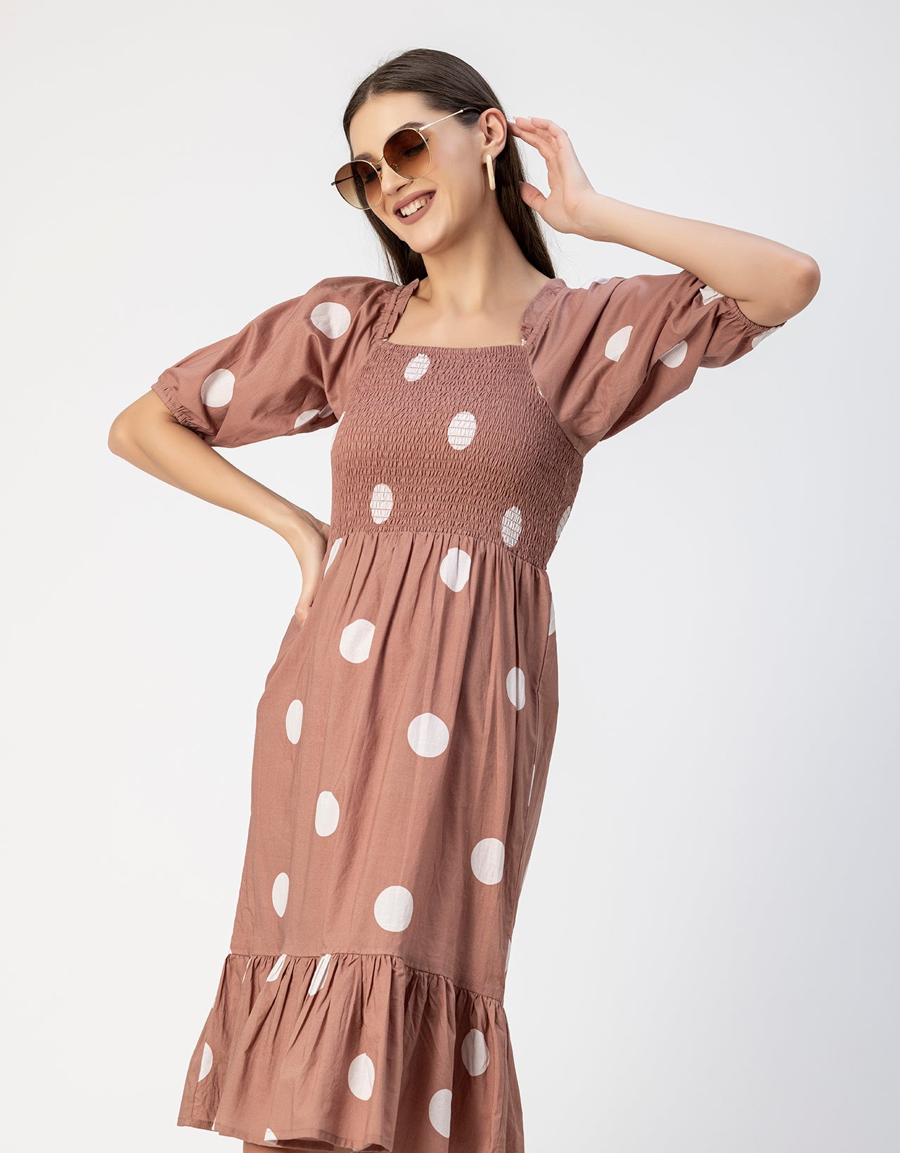 Printed Cotton Fit And Flare Dress - Cute Casual Dress