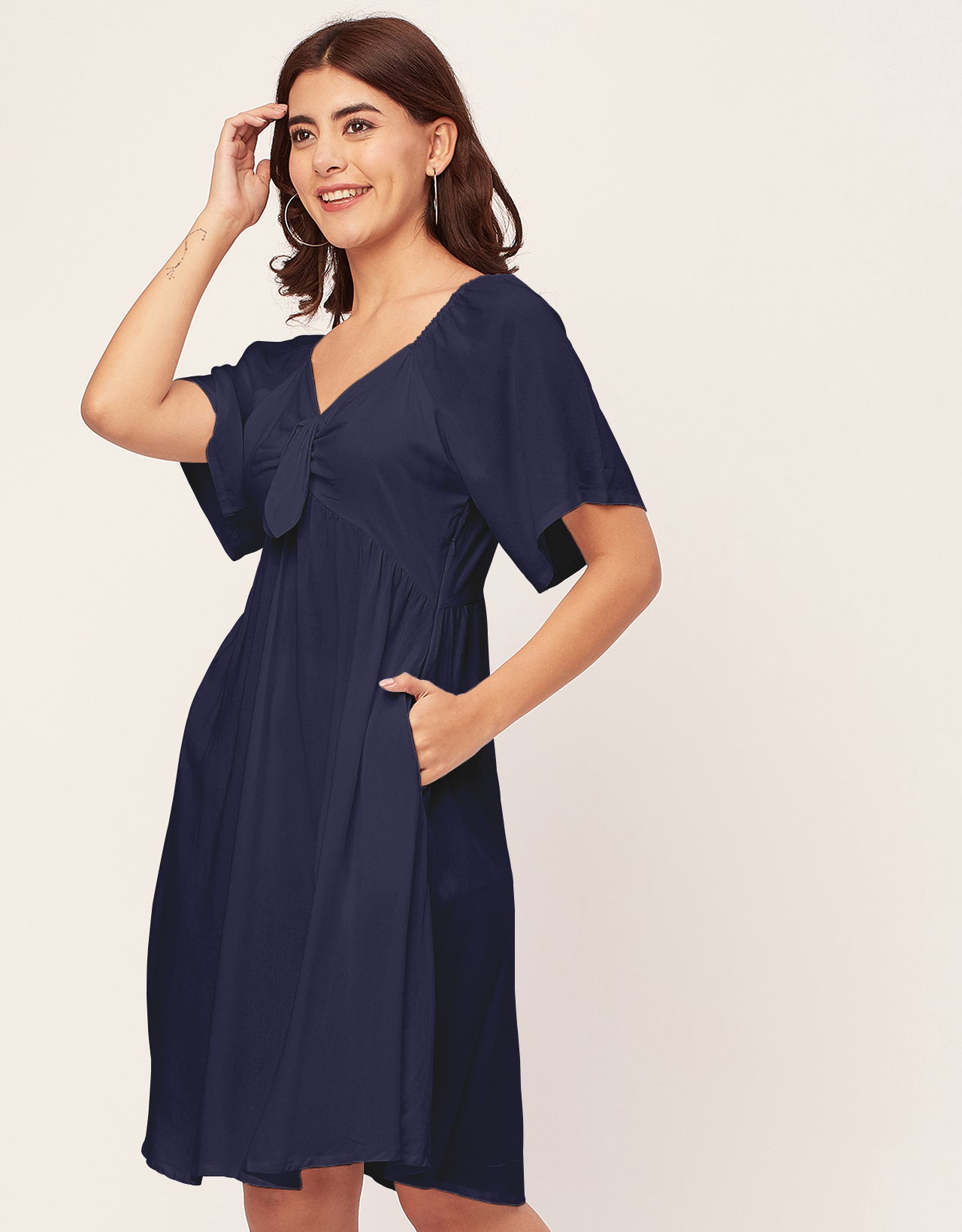 Sweetheart Neck Solid Rayon Flared Dress