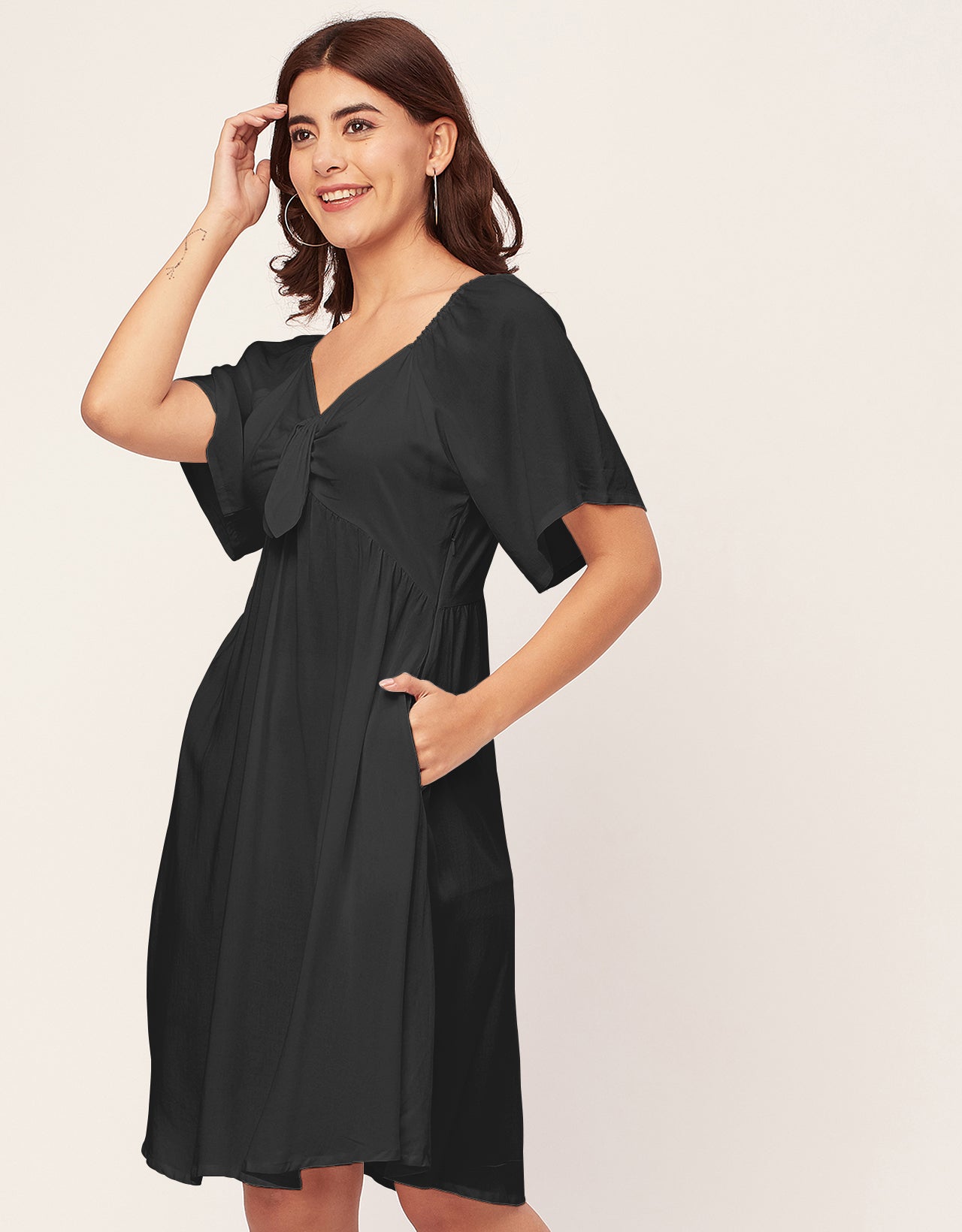 Sweetheart Neck Solid Rayon Flared Dress