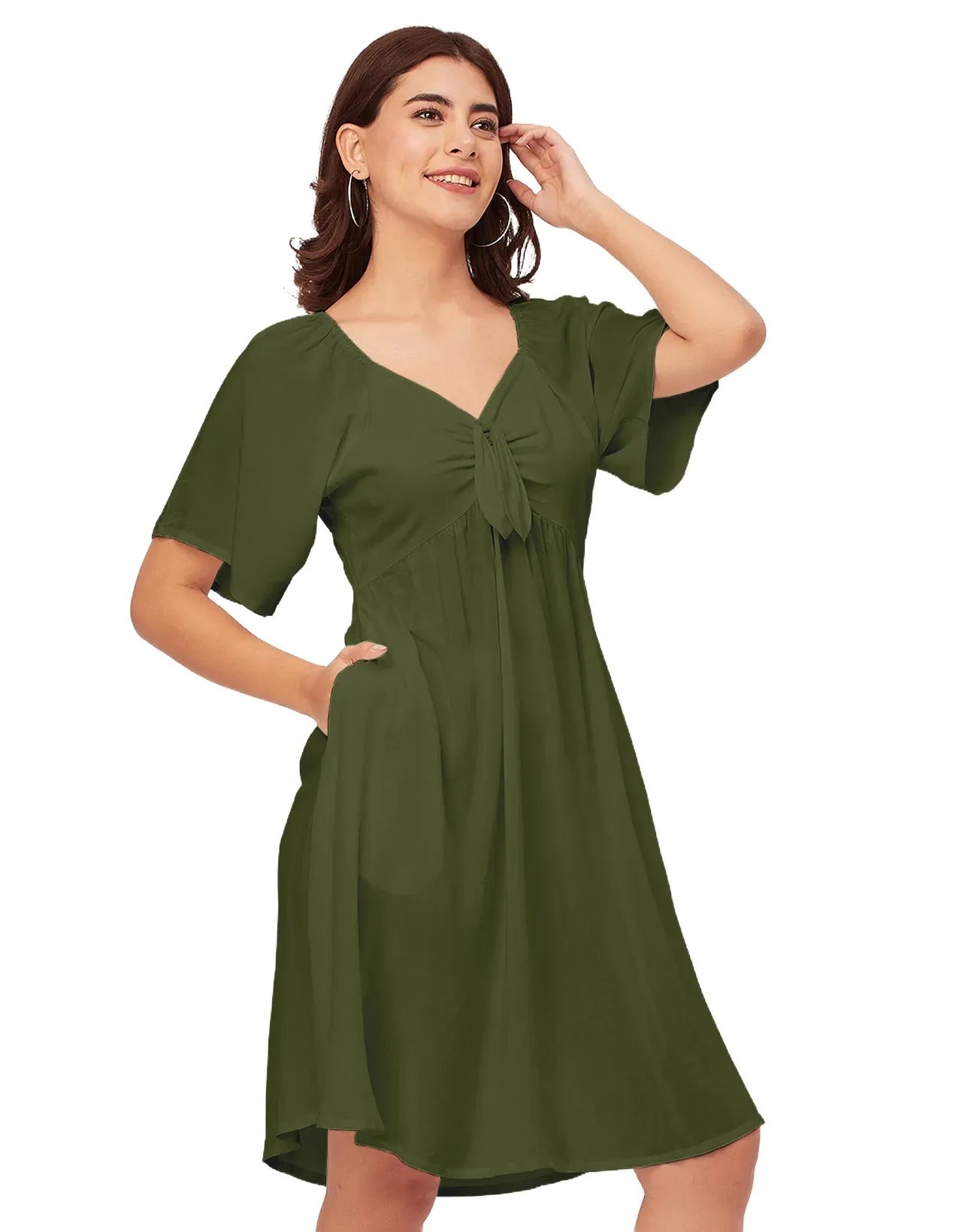 Sweetheart Neck Solid Rayon Flared Dress