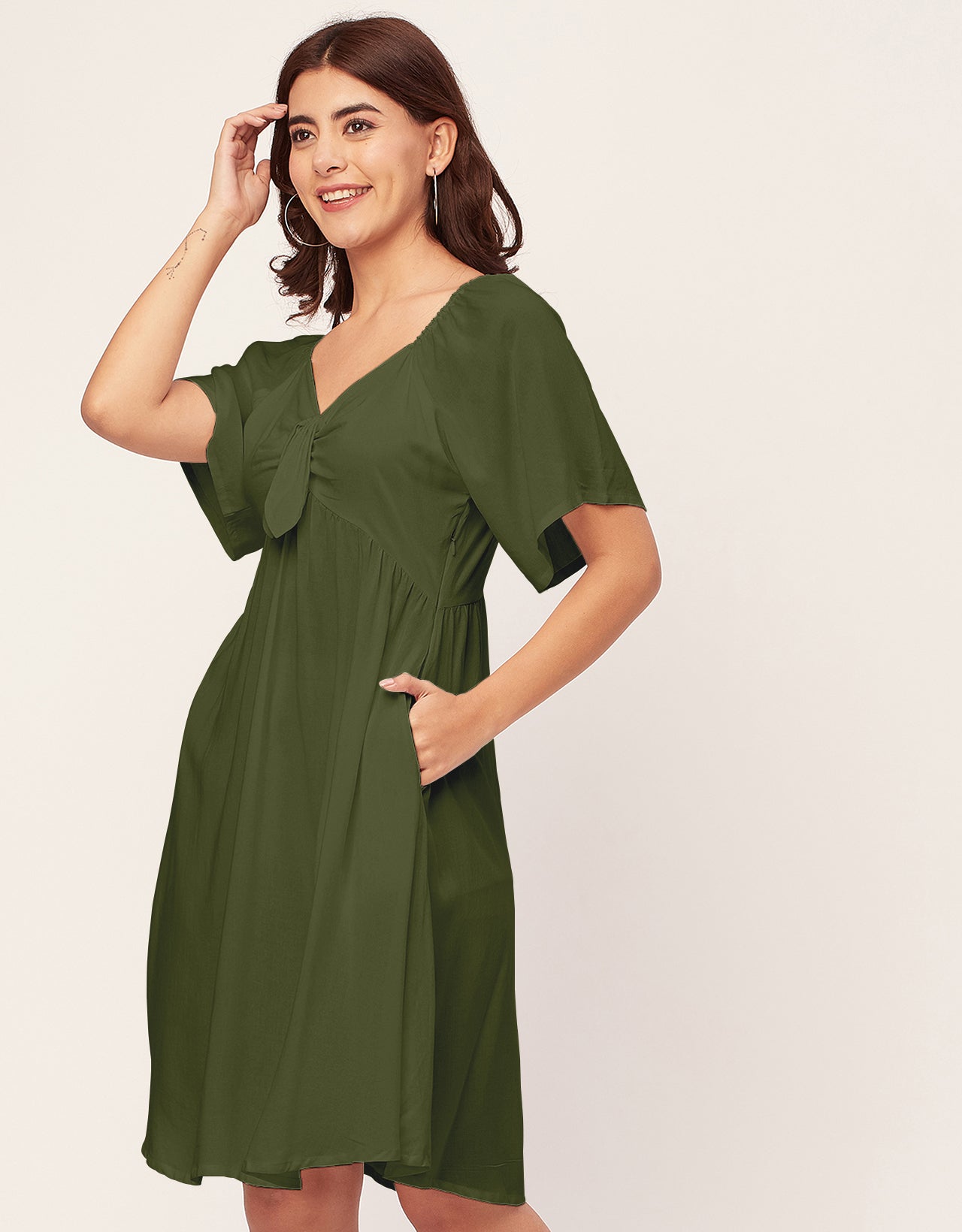 Sweetheart Neck Solid Rayon Flared Dress