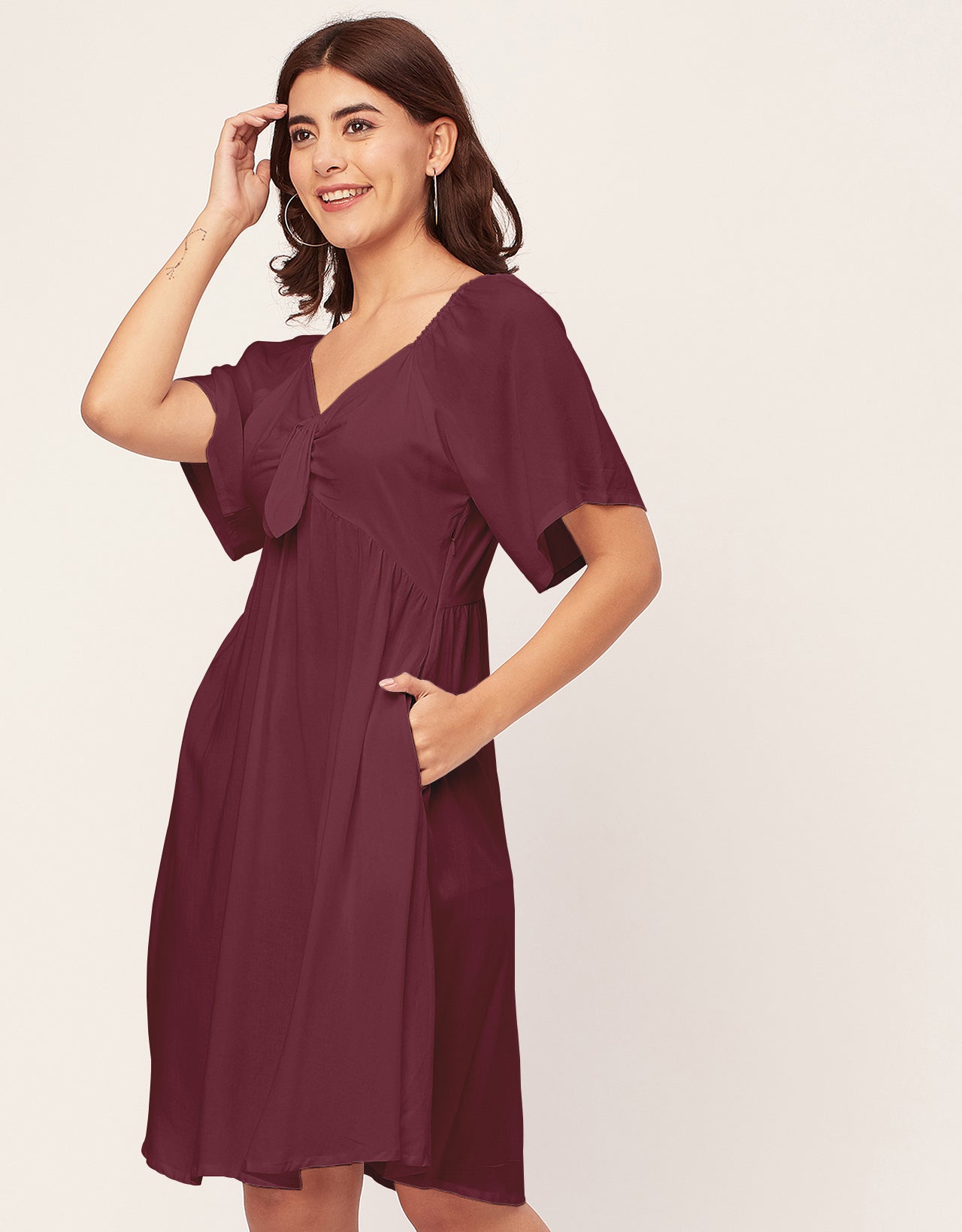 Sweetheart Neck Solid Rayon Flared Dress