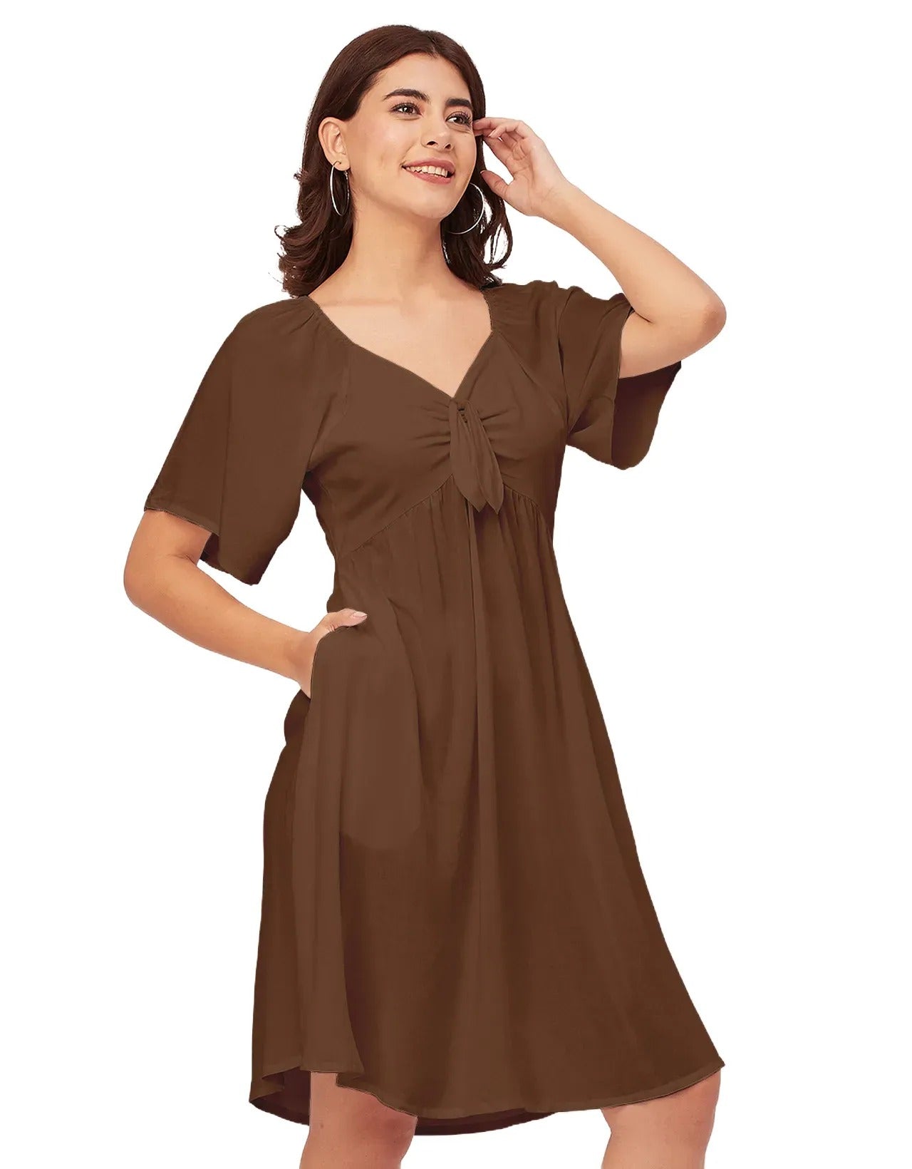 Sweetheart Neck Solid Rayon Flared Dress
