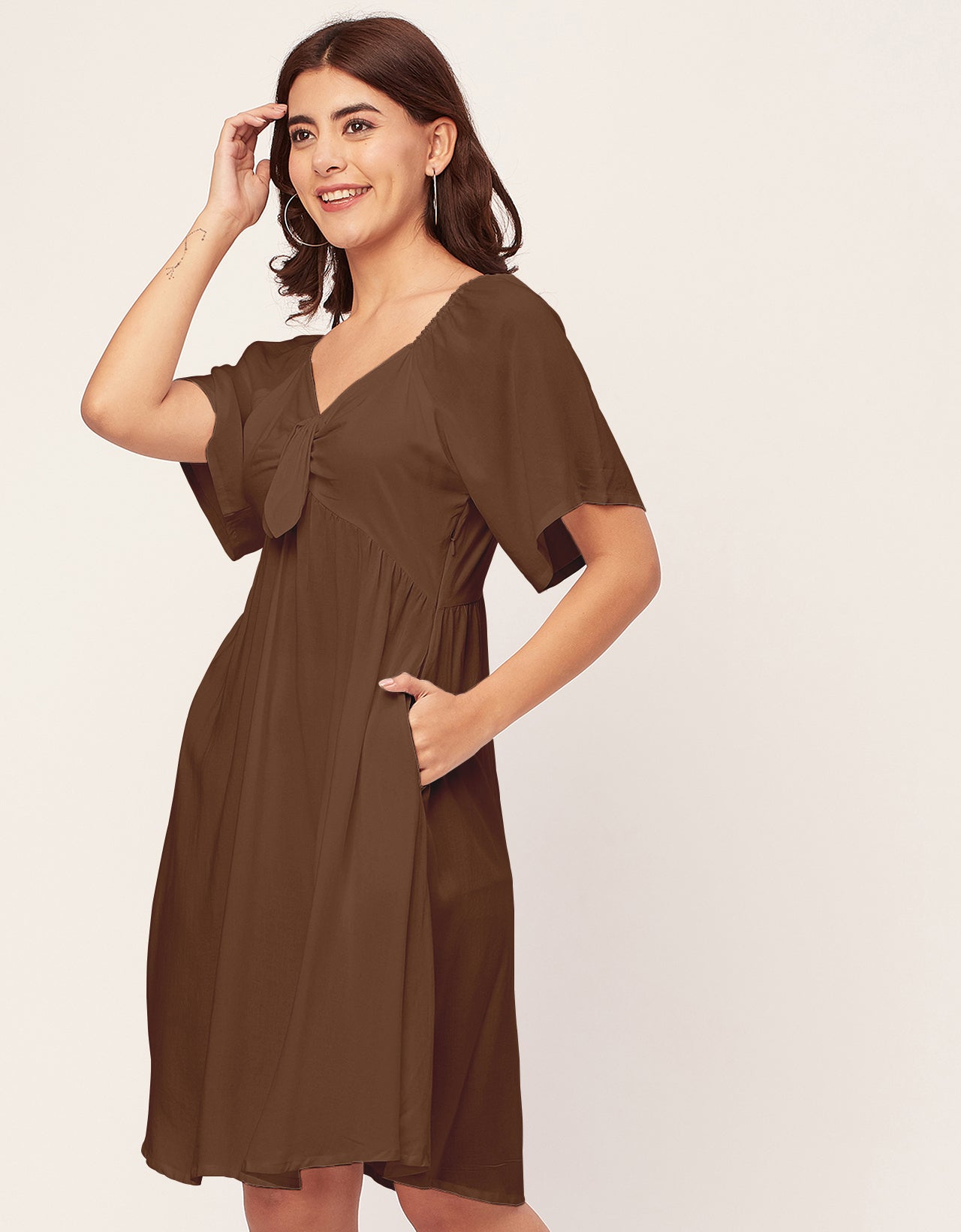 Sweetheart Neck Solid Rayon Flared Dress