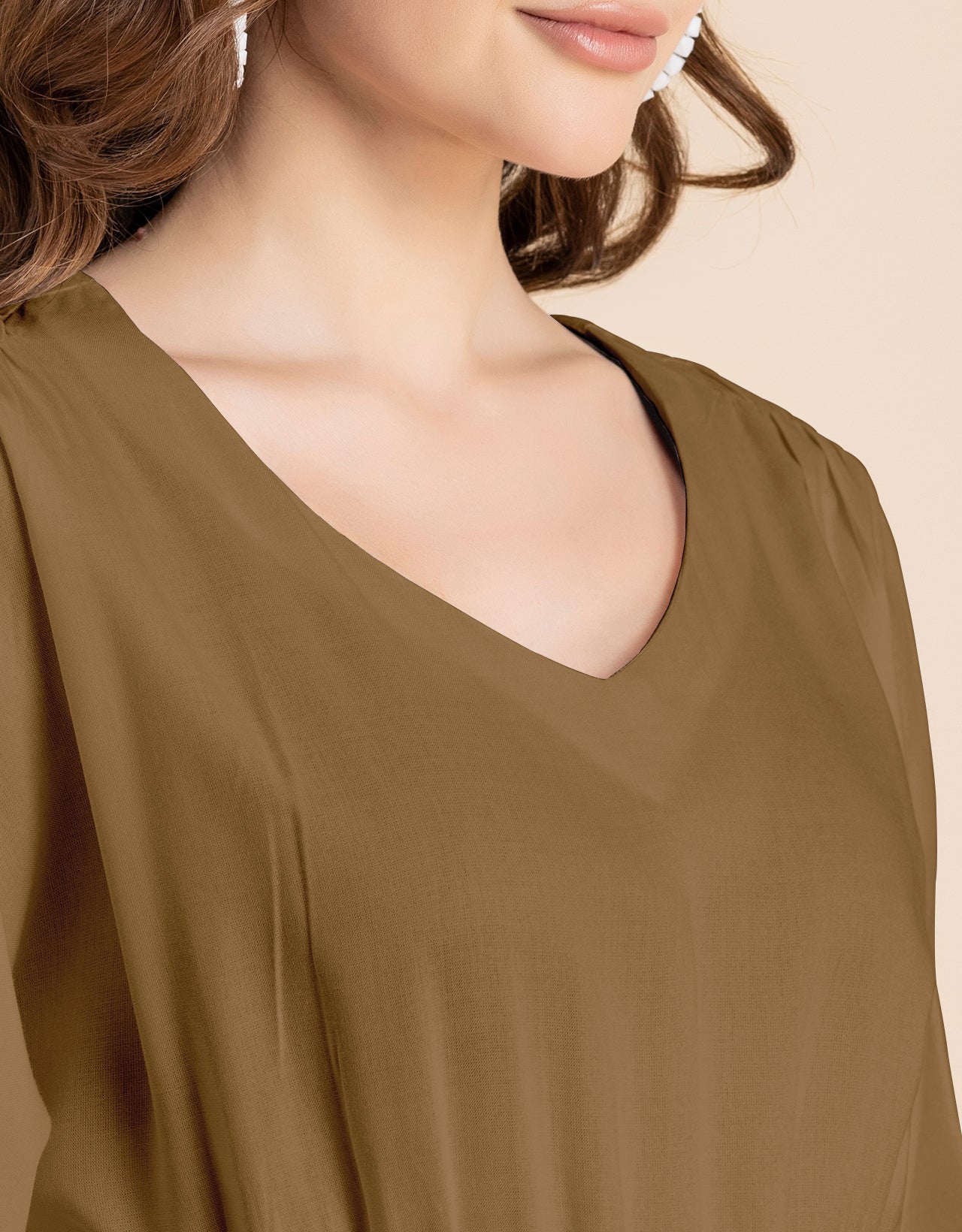 V Neck Solid Rayon Short Sleeve Maxi Dress