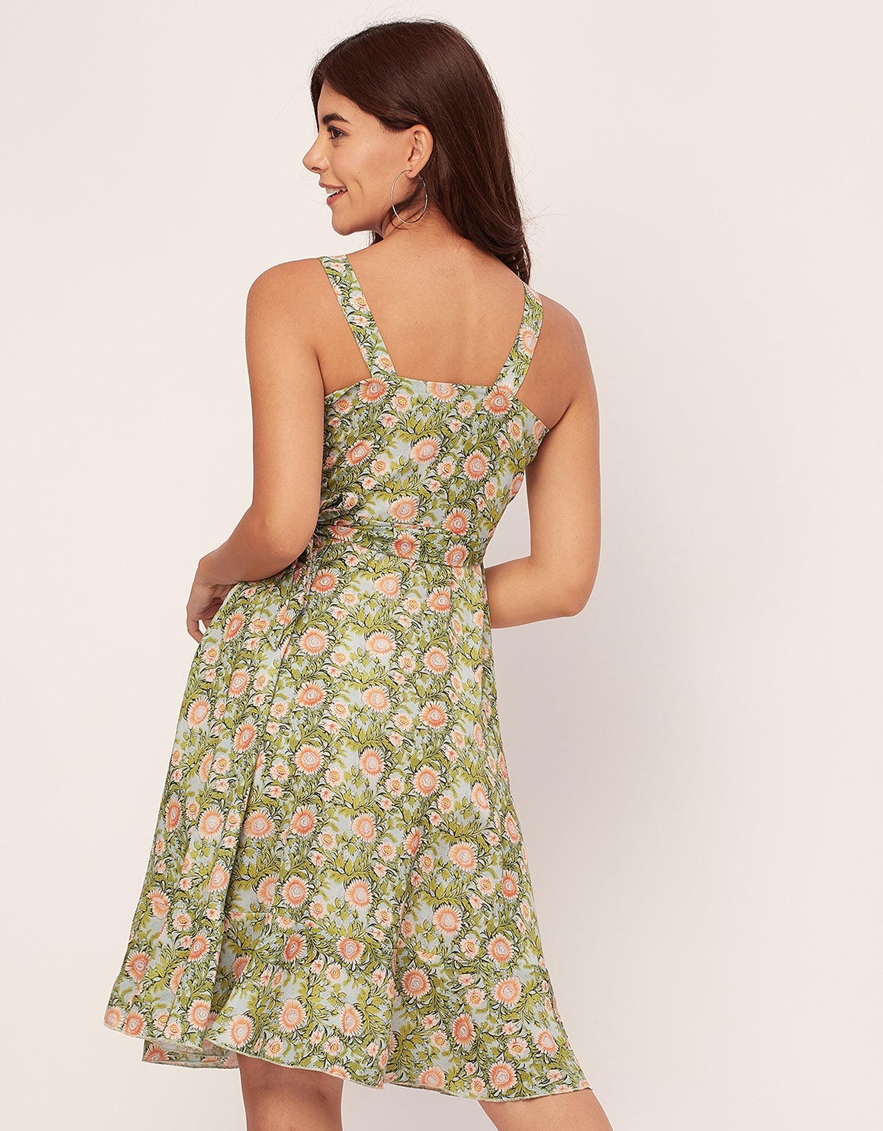 V Neck Sleeveless Printed Georgette Dress