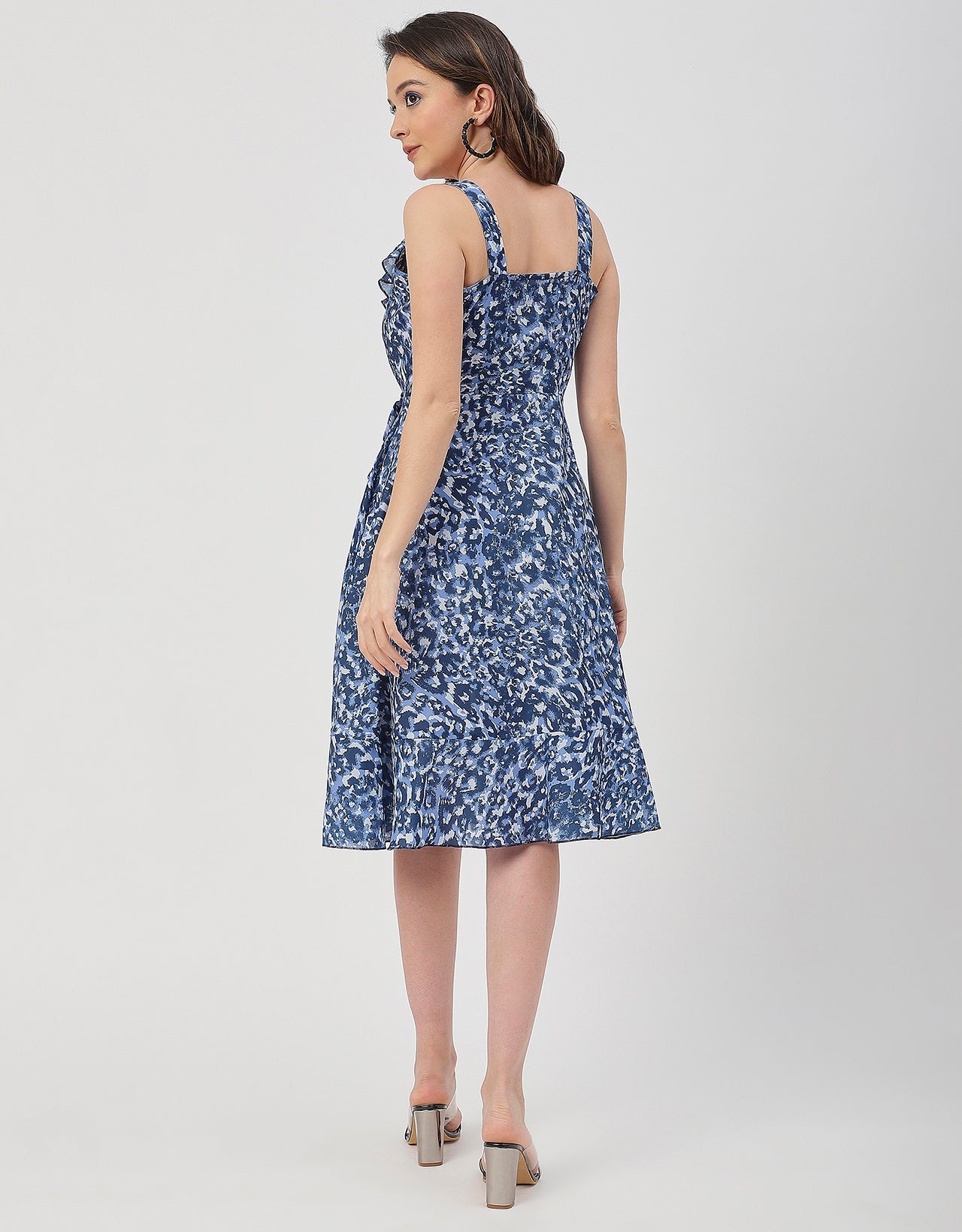 V Neck Sleeveless Printed Georgette Dress