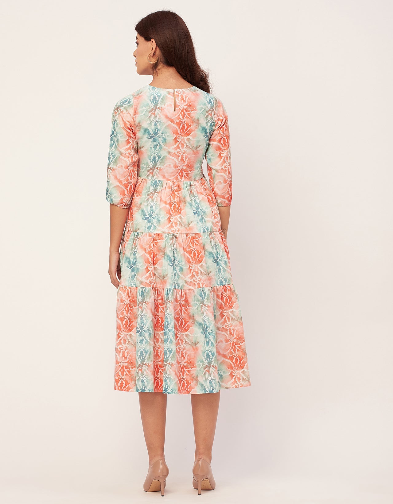 Raglan Sleeves Printed Rayon Dress