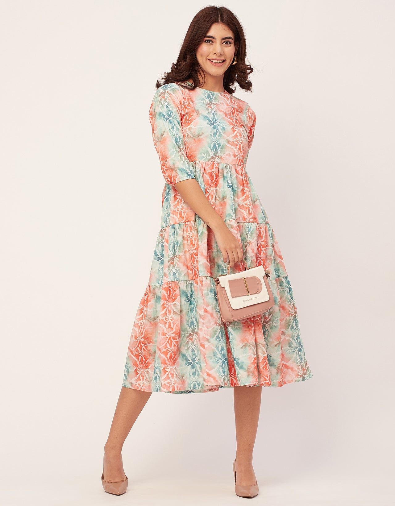 Raglan Sleeves Printed Rayon Dress
