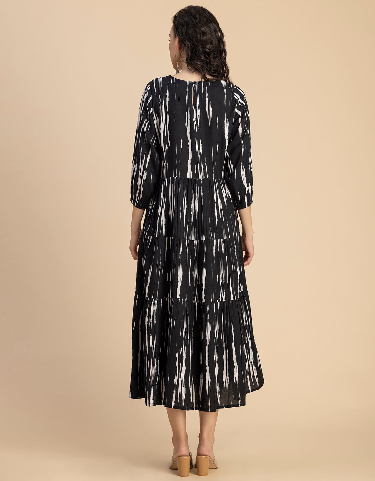 Raglan Sleeves Printed Rayon Dress