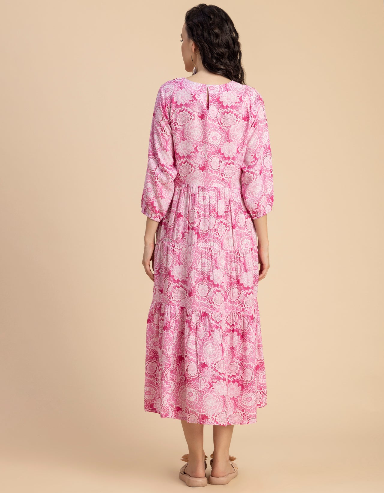Raglan Sleeves Printed Rayon Dress