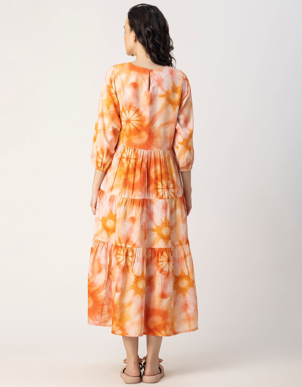 Raglan Sleeves Printed Rayon Dress