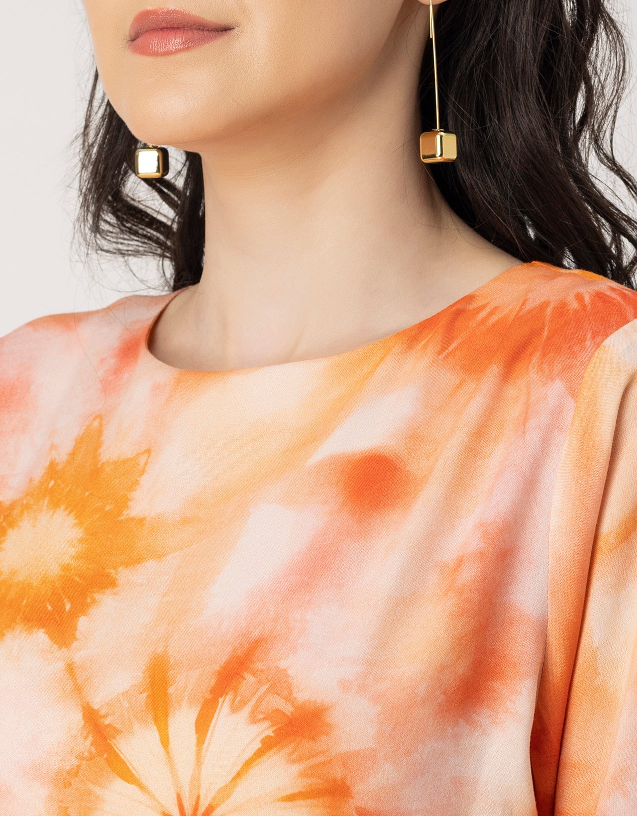 Raglan Sleeves Printed Rayon Dress