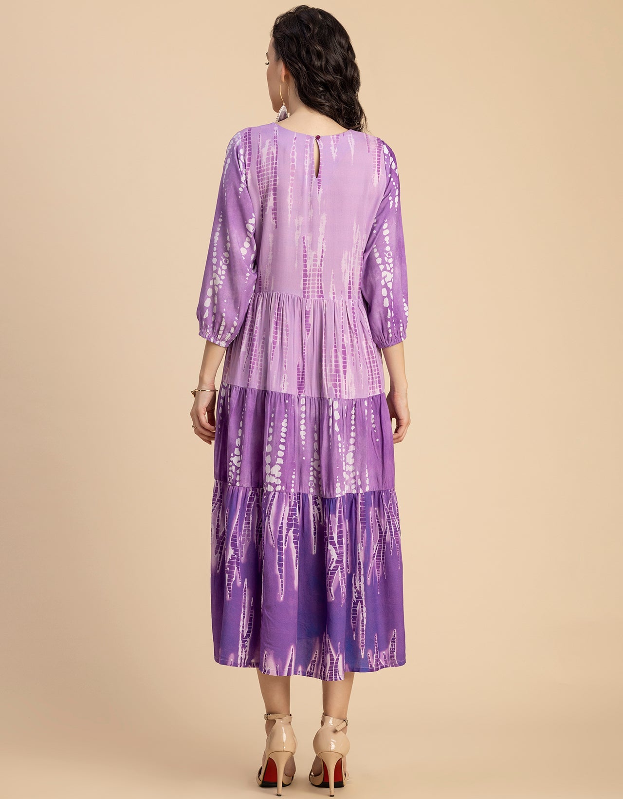 Raglan Sleeves Printed Rayon Dress
