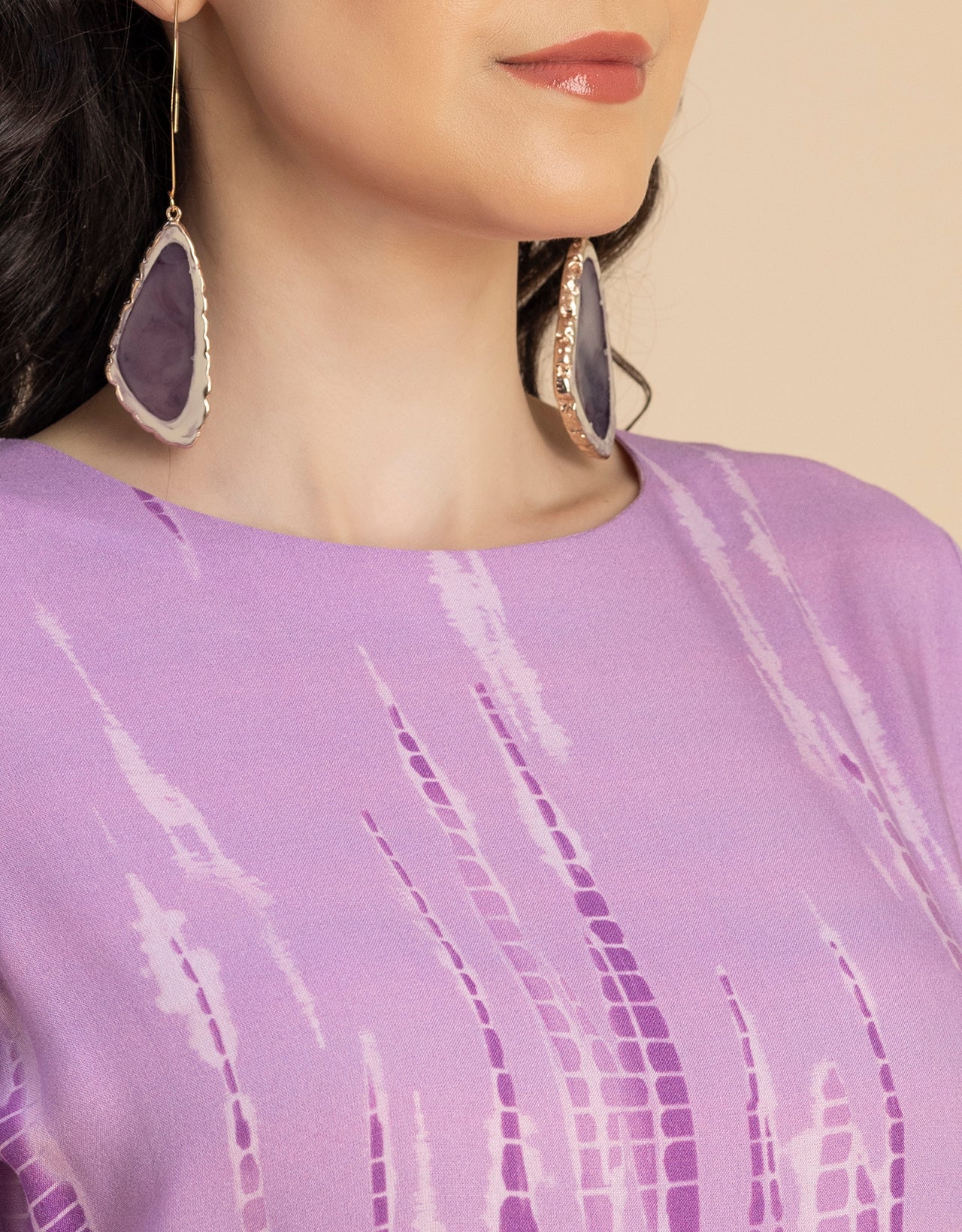 Raglan Sleeves Printed Rayon Dress