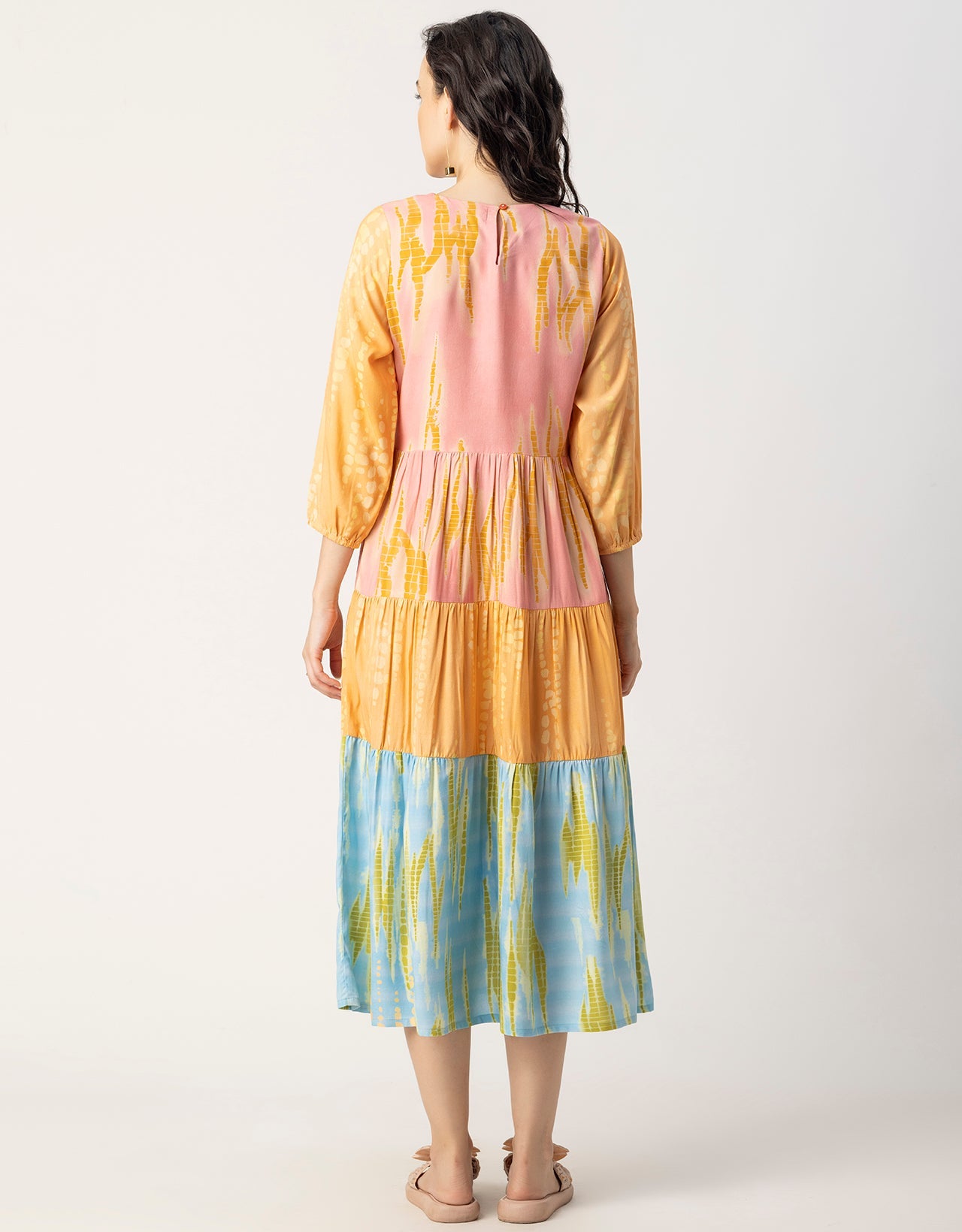 Raglan Sleeves Printed Rayon Dress