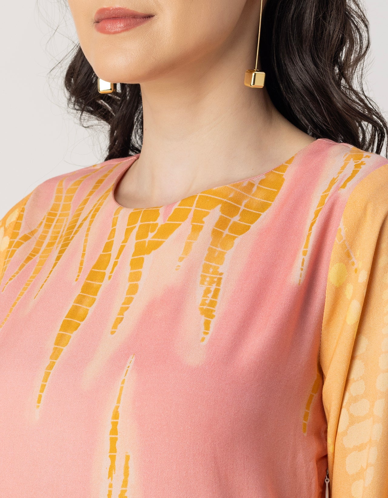 Raglan Sleeves Printed Rayon Dress