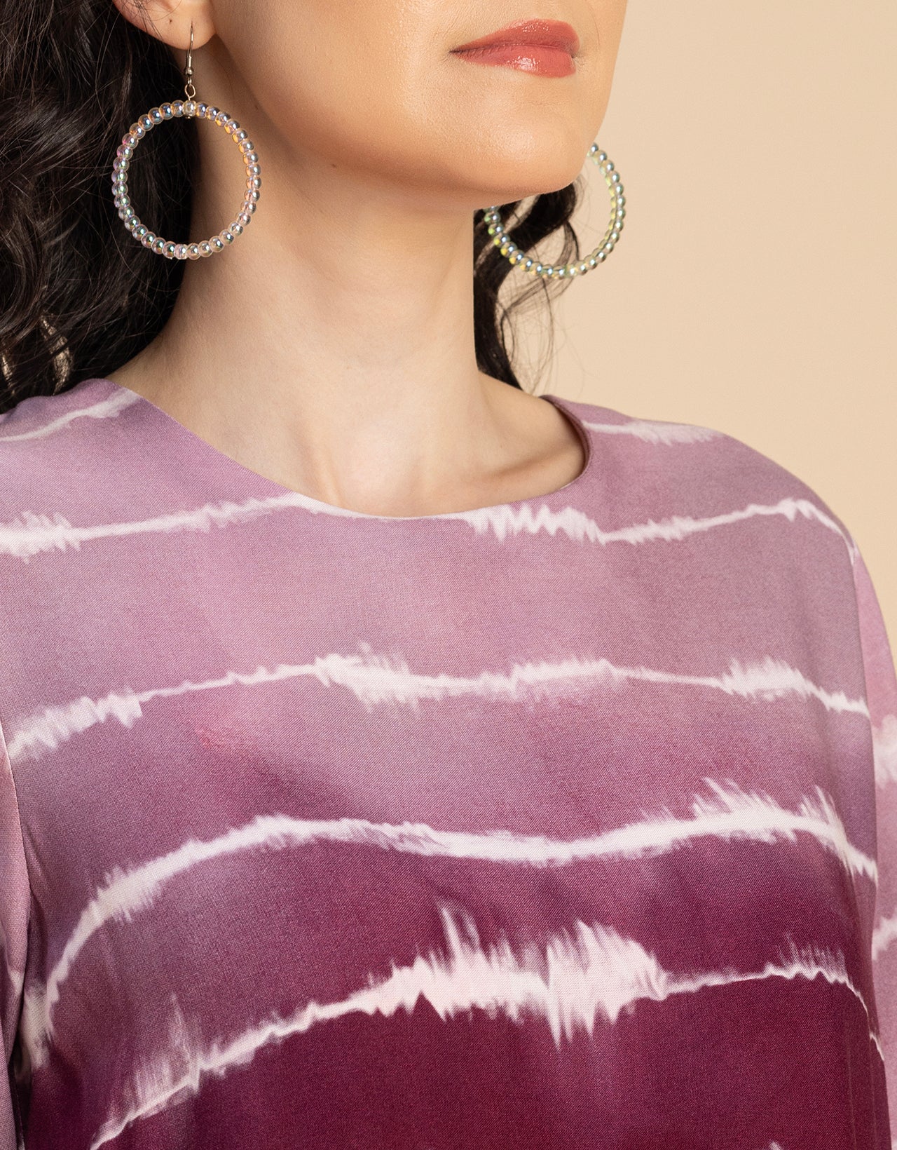 Round Neck Short Sleeve Printed Rayon Dress