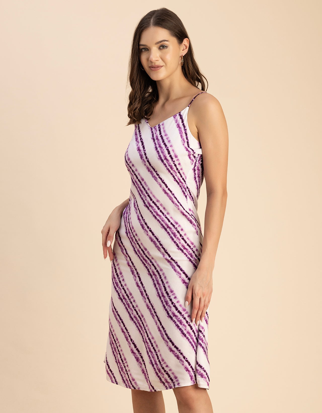 Sleeveless V Neck A-Line Printed Rayon Dress