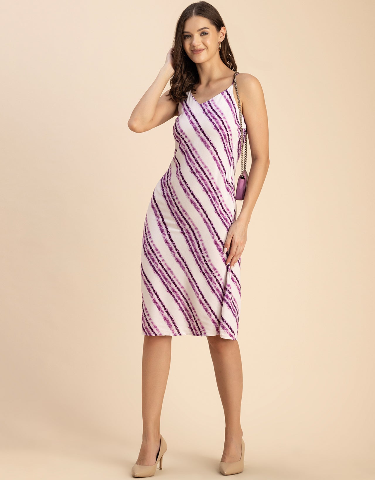 Sleeveless V Neck A-Line Printed Rayon Dress