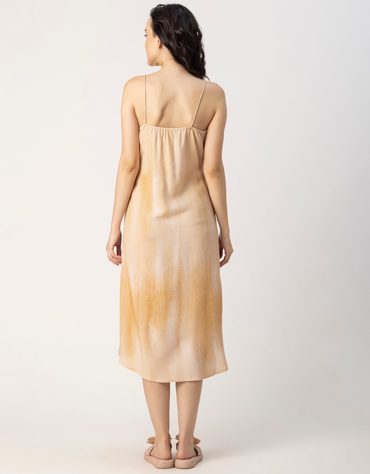 Sleeveless V Neck A-Line Printed Rayon Dress