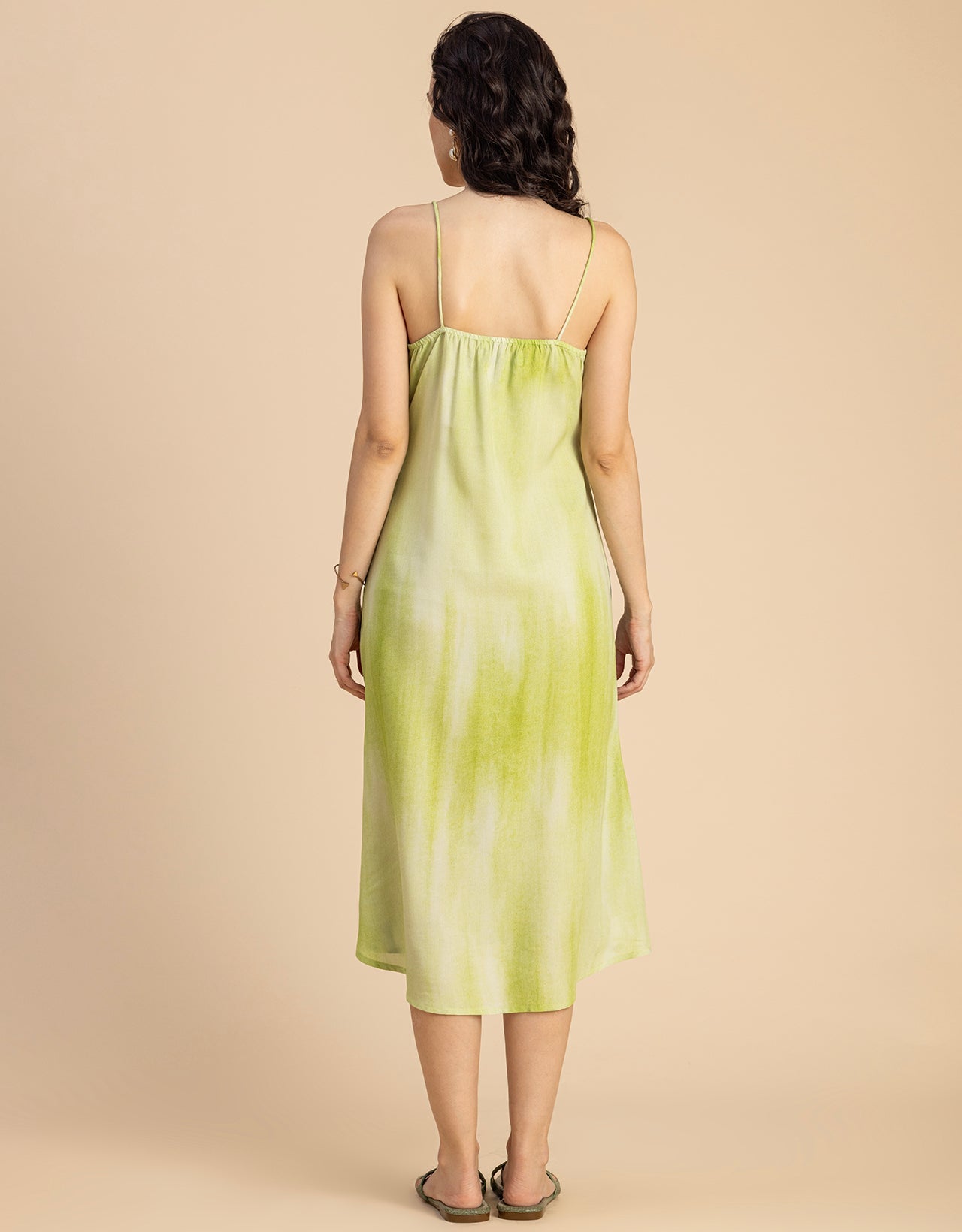 Sleeveless V Neck A-Line Printed Rayon Dress
