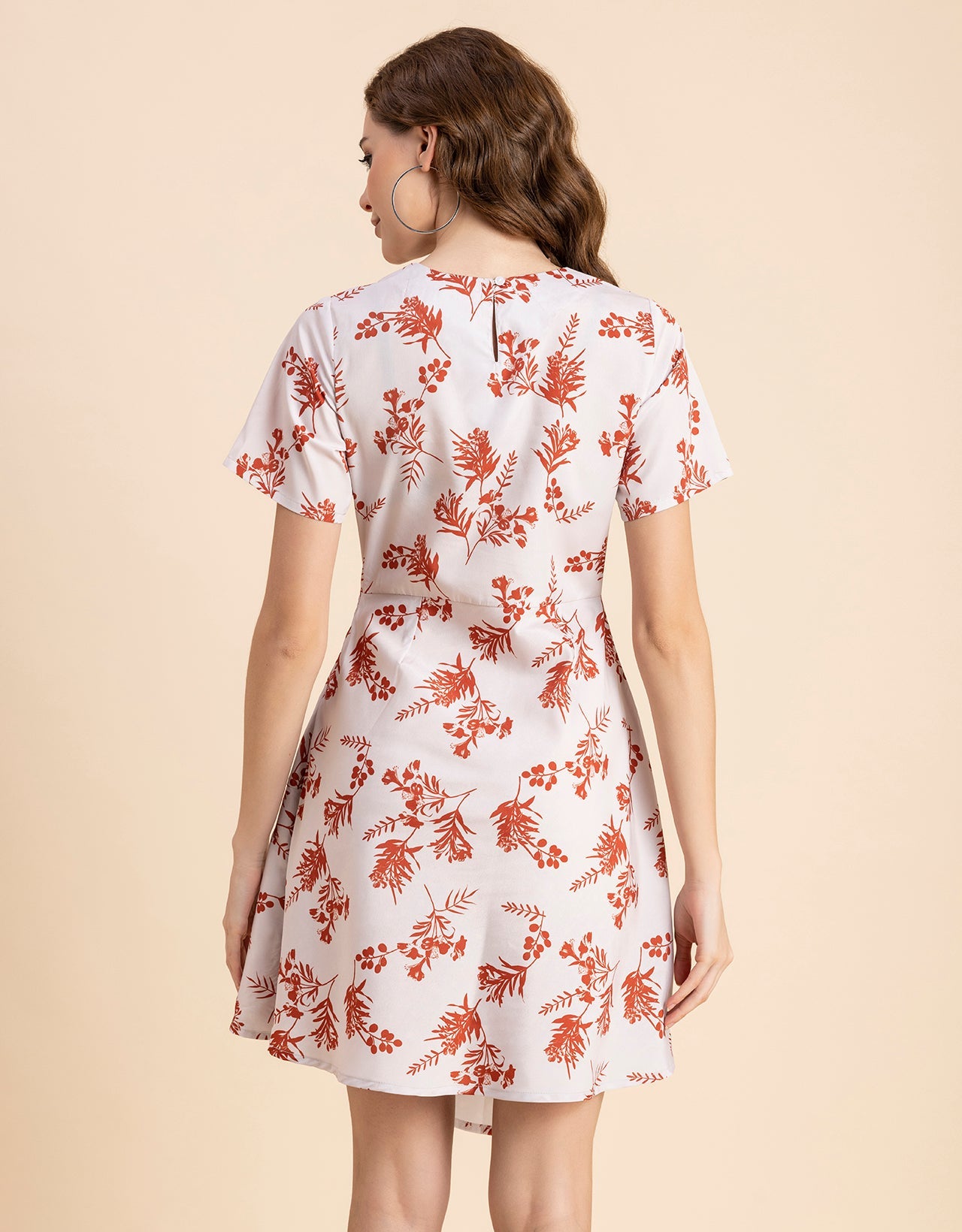 Short Sleeve Asymmetric Printed Dress
