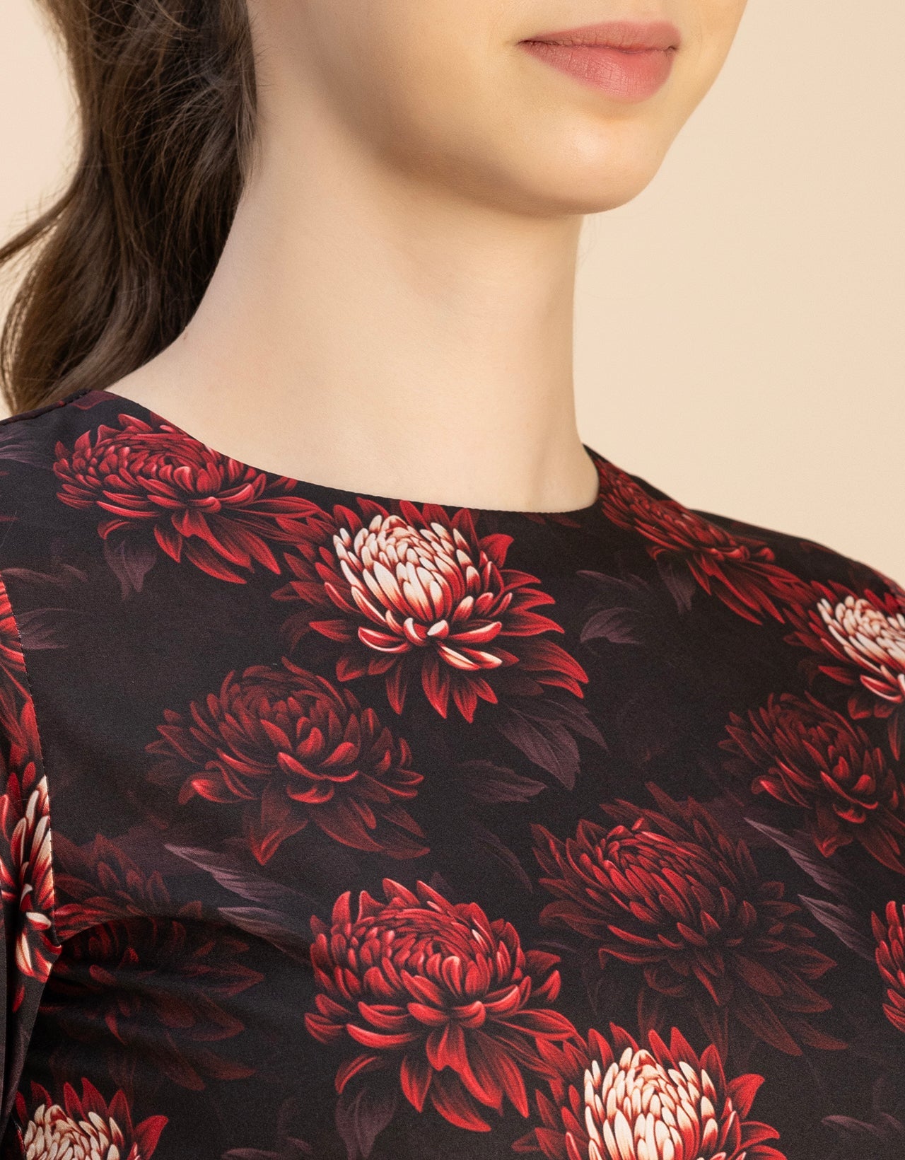 Short Sleeve Asymmetric Printed Dress