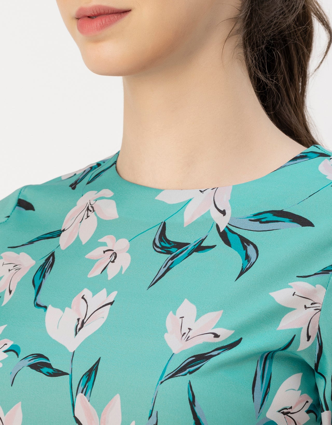 Short Sleeve Asymmetric Printed Dress