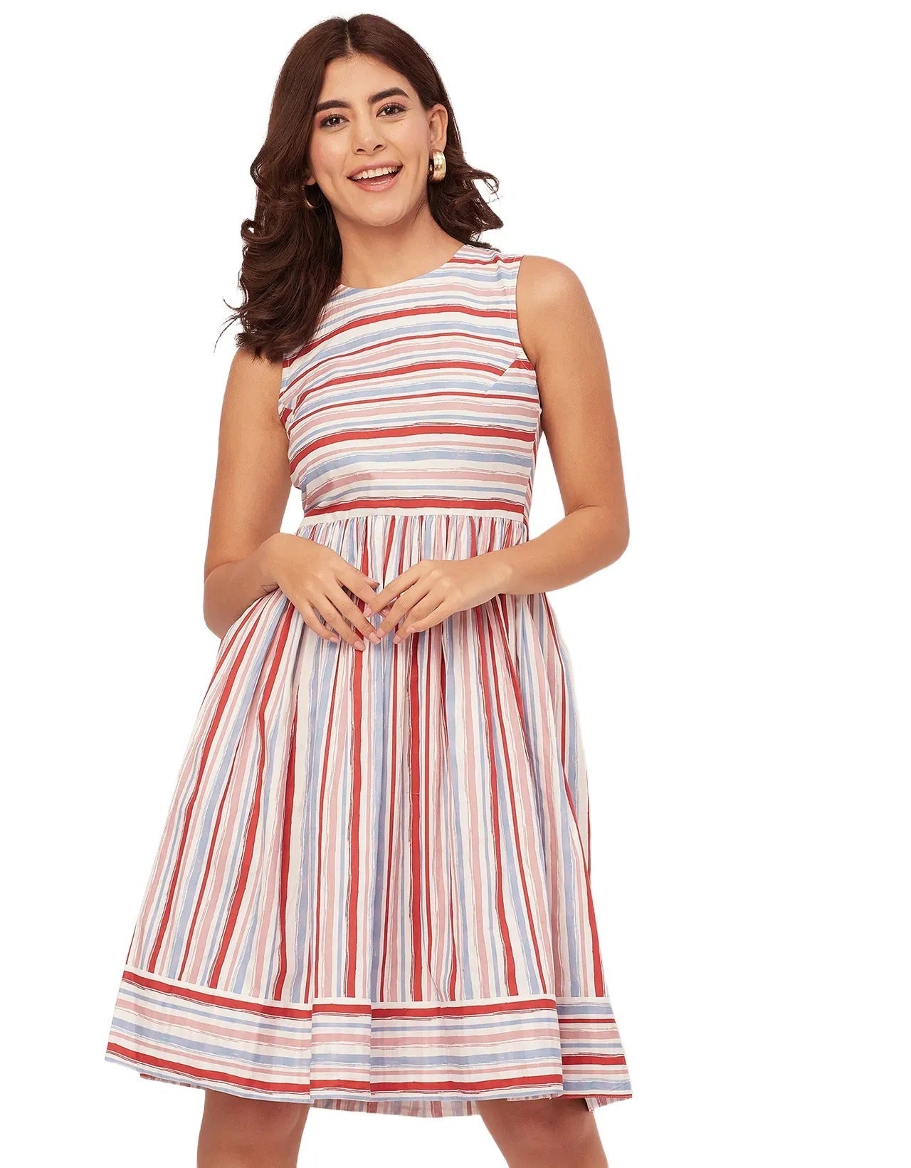 Sleeveless Round Neck Cotton Dress