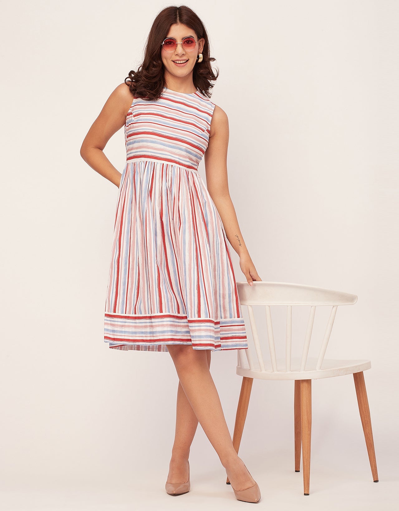 Sleeveless Round Neck Cotton Dress