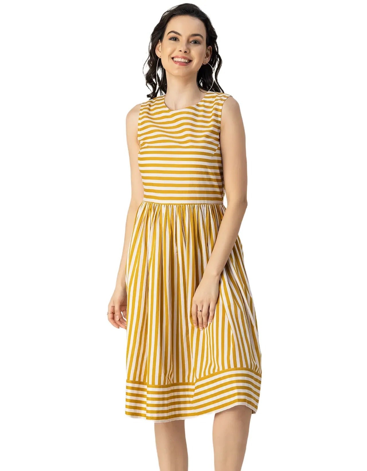Sleeveless Round Neck Cotton Dress