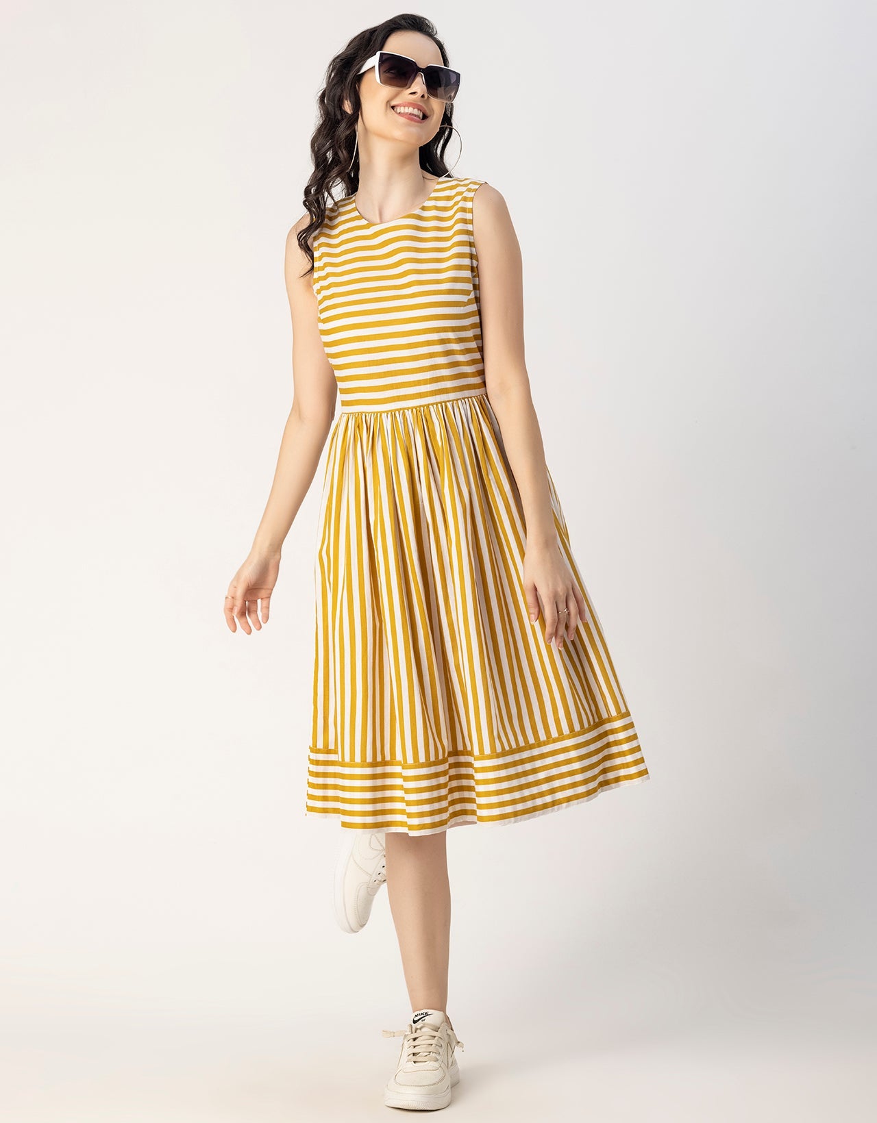 Sleeveless Round Neck Cotton Dress