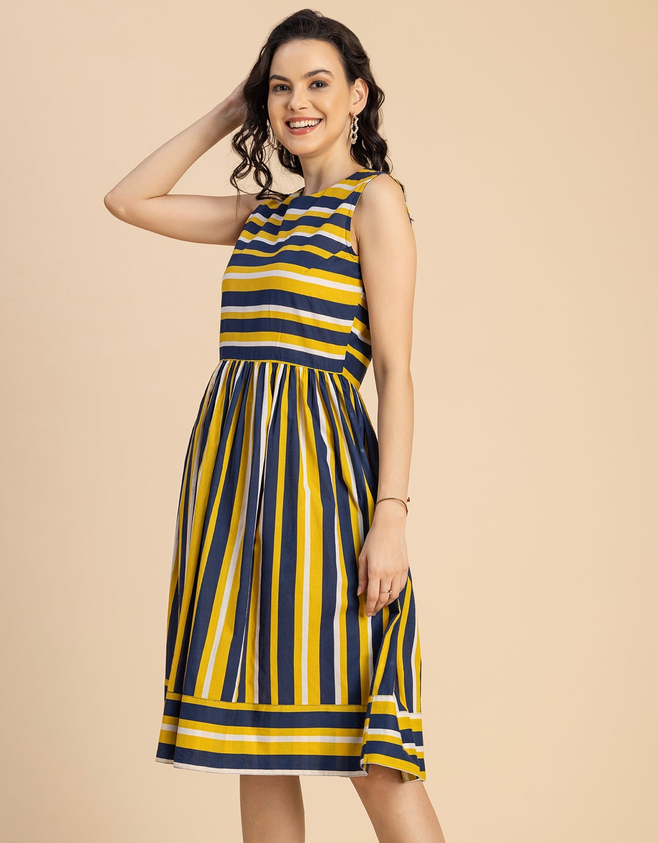 Sleeveless Round Neck Cotton Dress