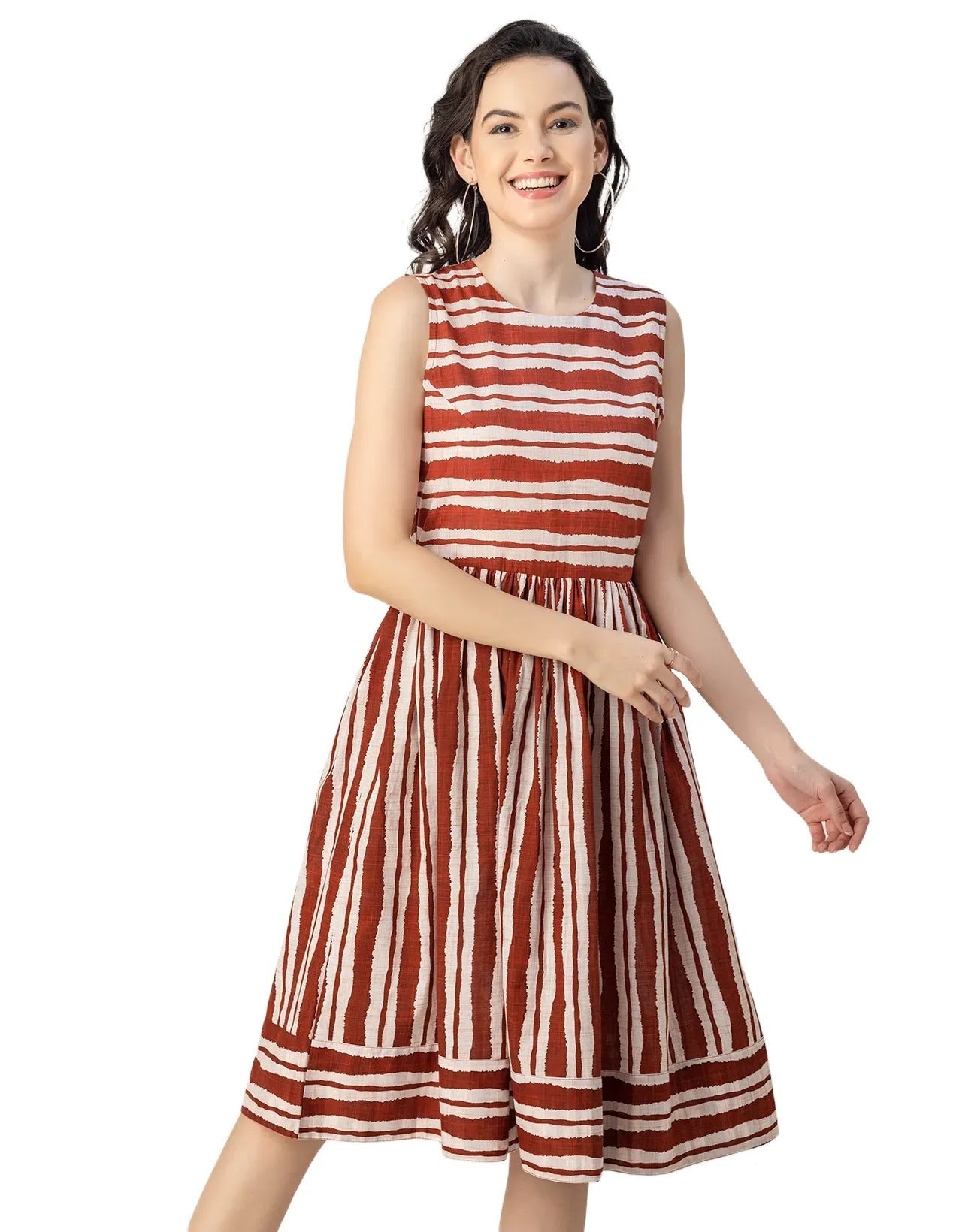 Sleeveless Round Neck Cotton Dress