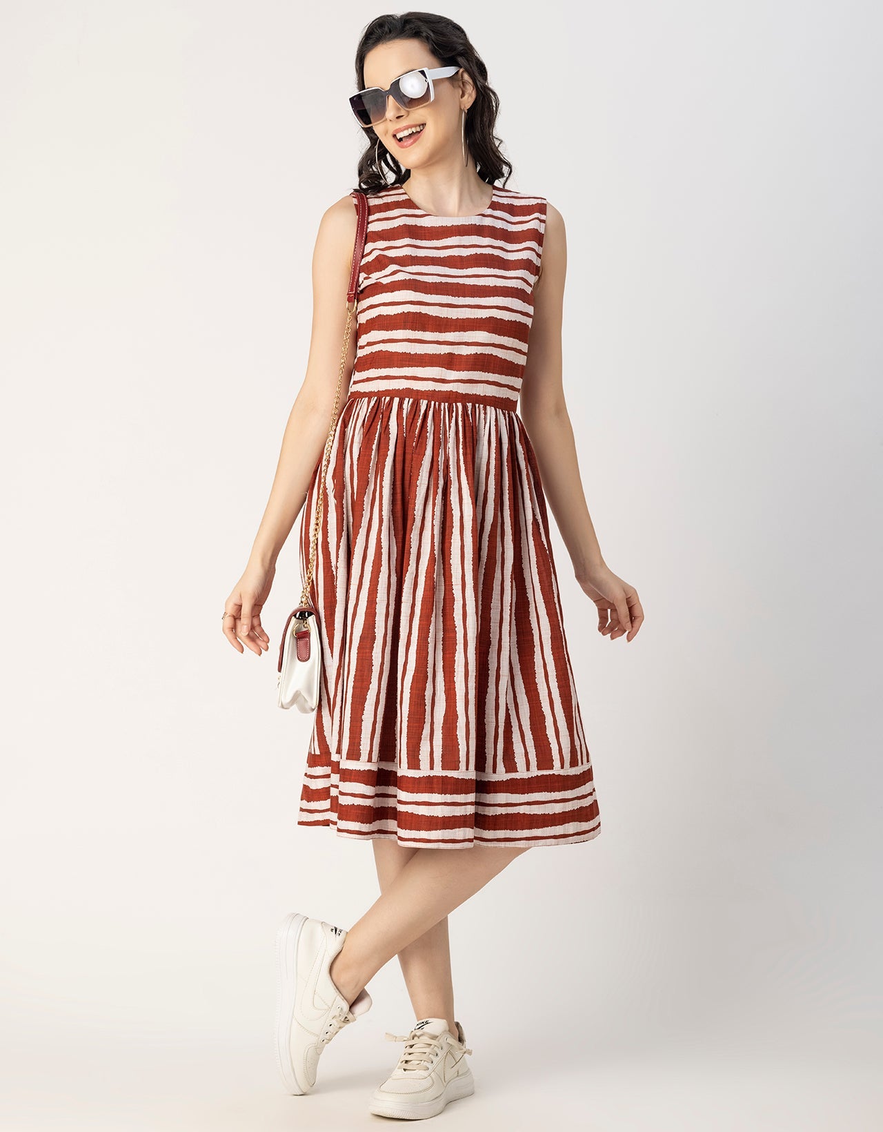 Sleeveless Round Neck Cotton Dress