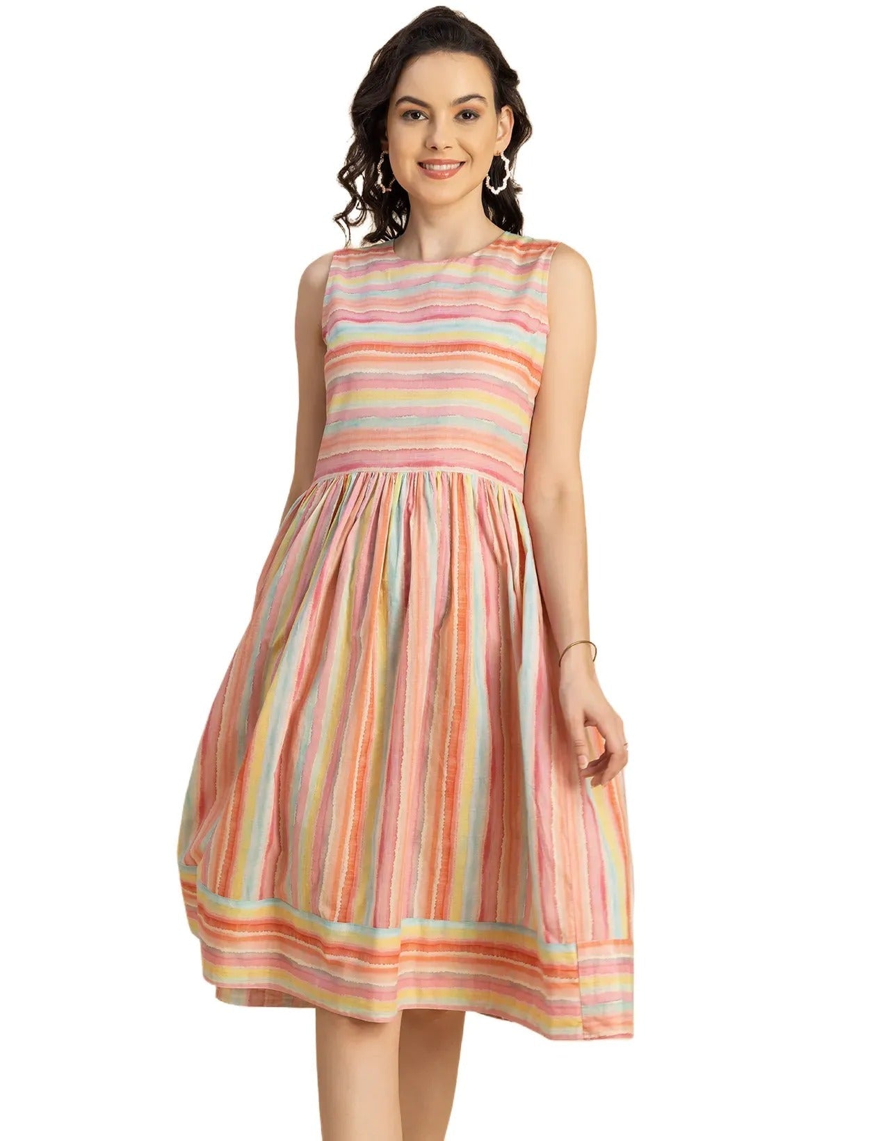 Sleeveless Round Neck Cotton Dress