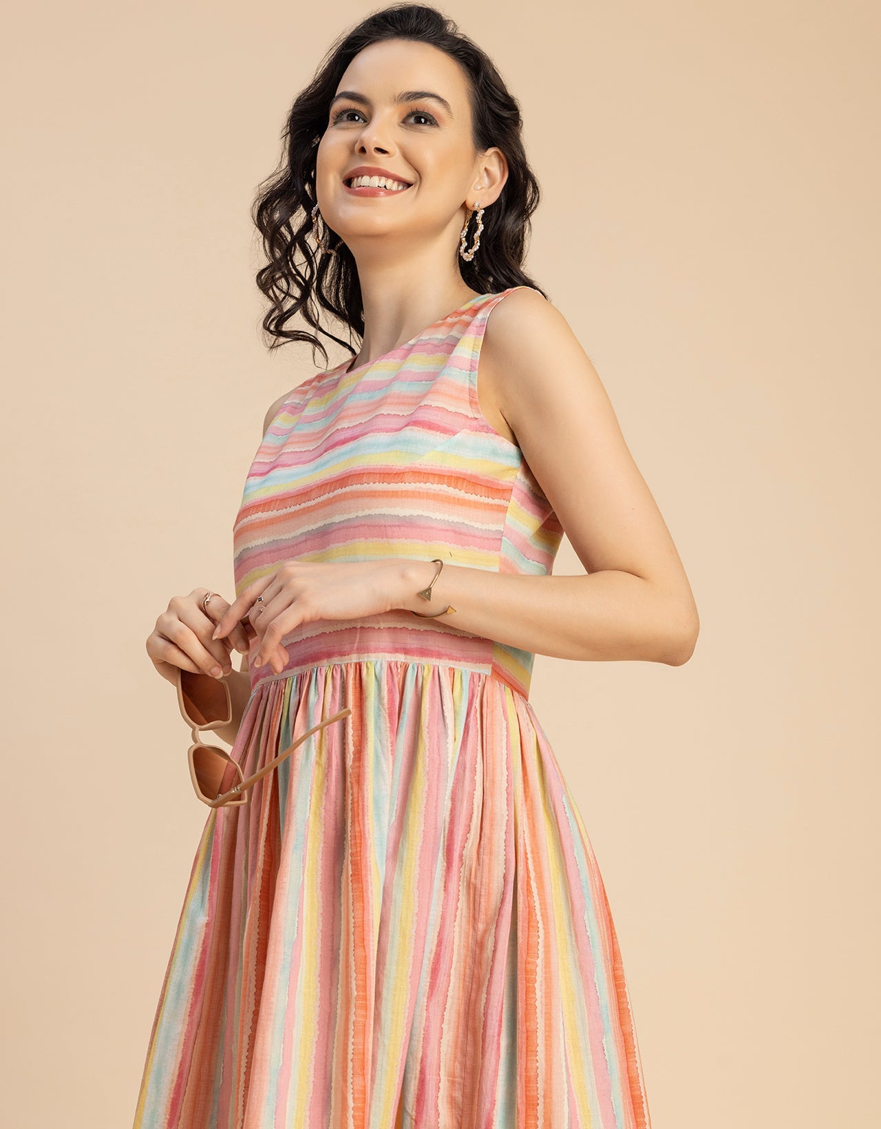 Sleeveless Round Neck Cotton Dress