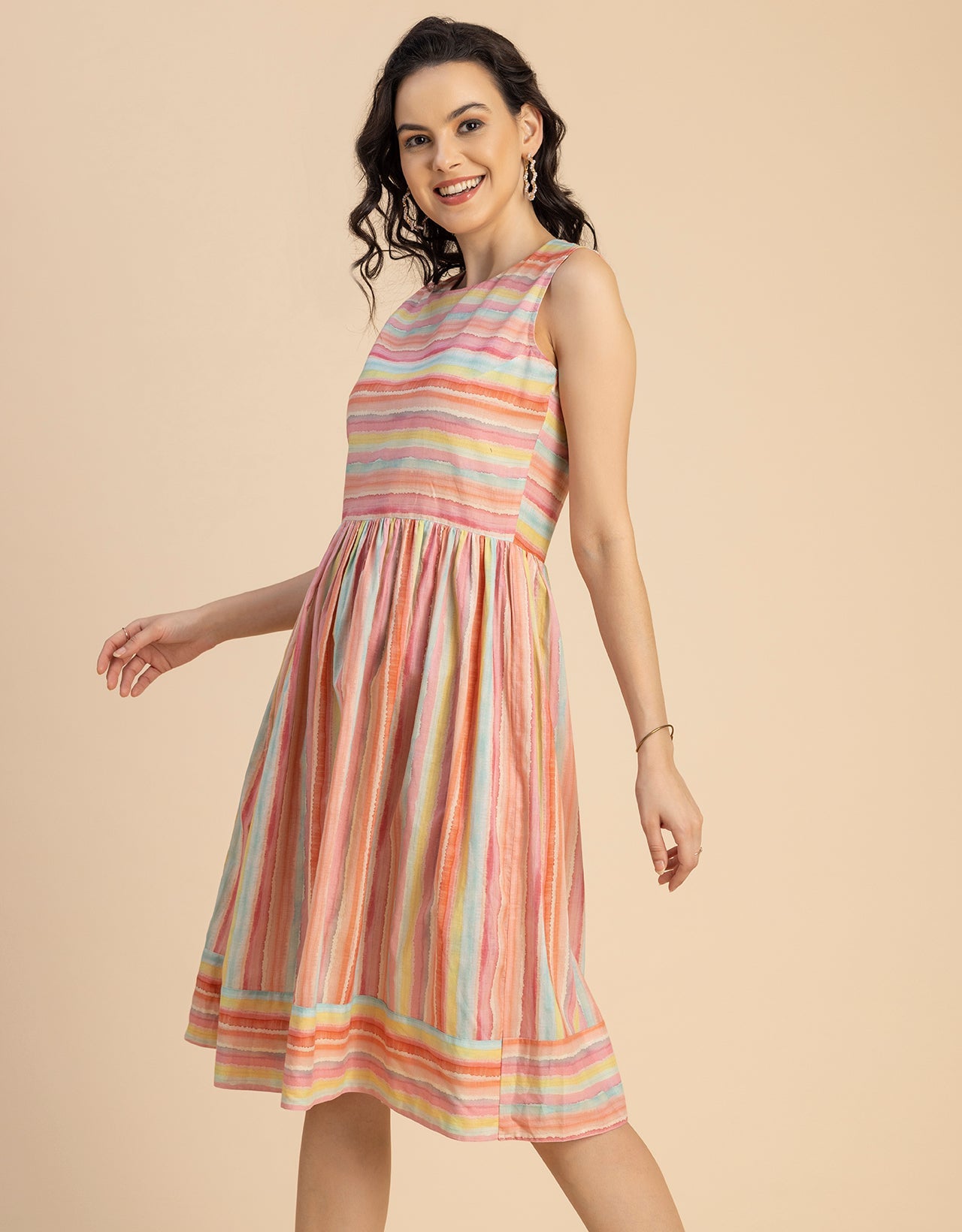 Sleeveless Round Neck Cotton Dress