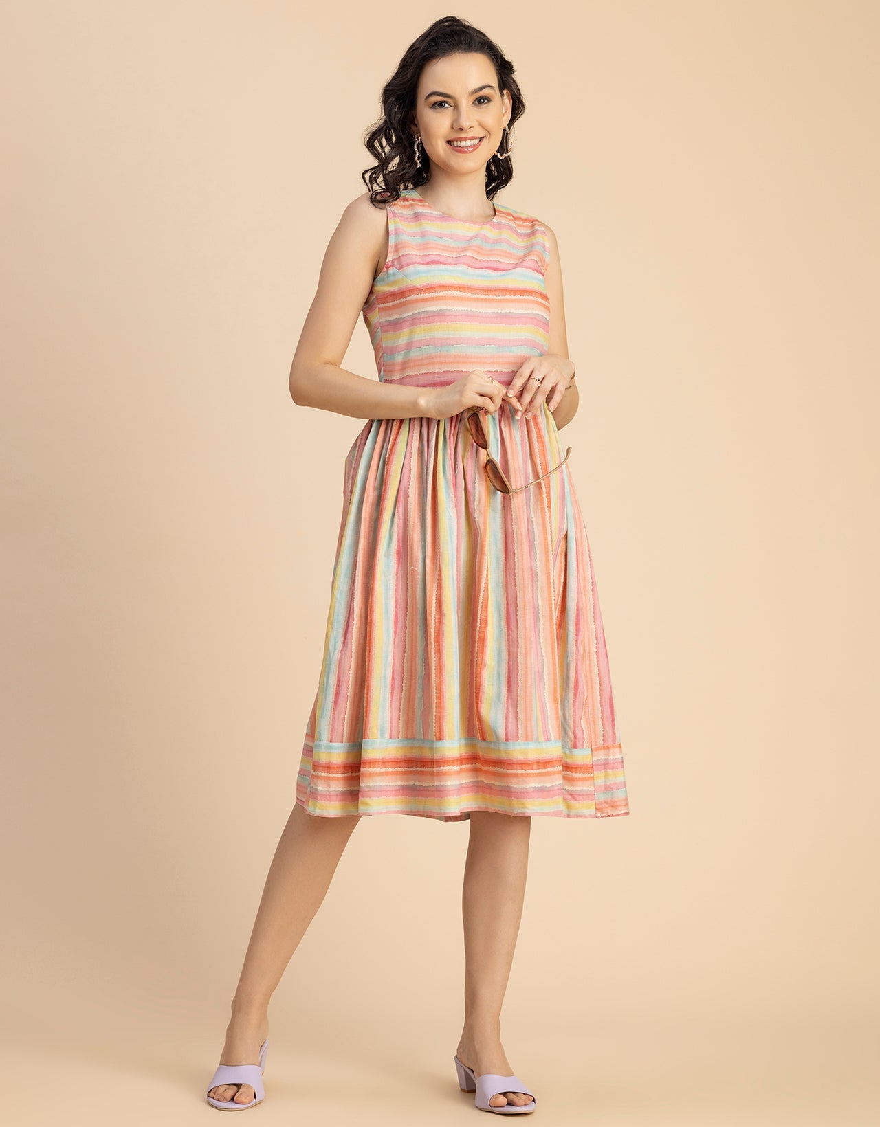 Sleeveless Round Neck Cotton Dress