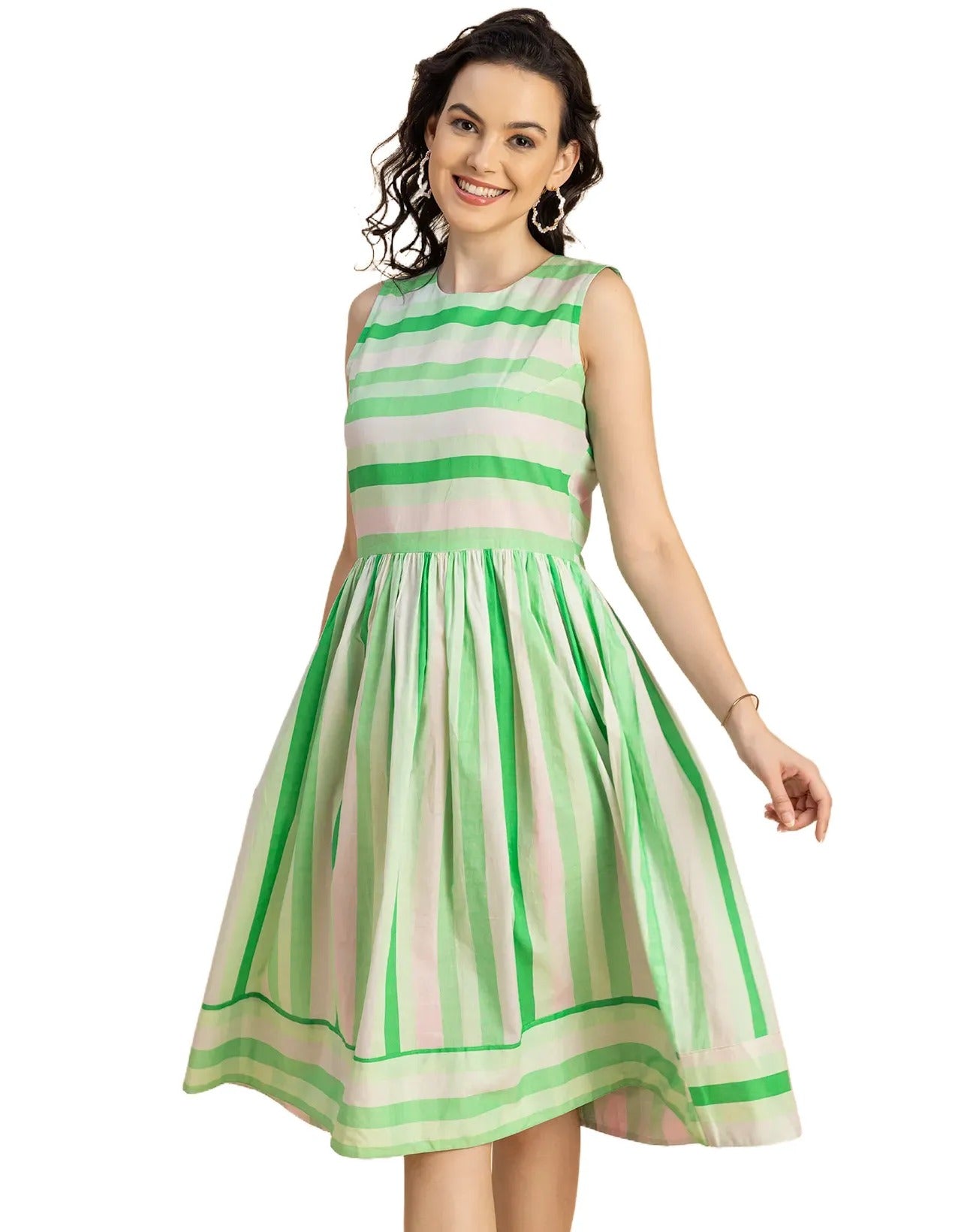 Sleeveless Round Neck Cotton Dress
