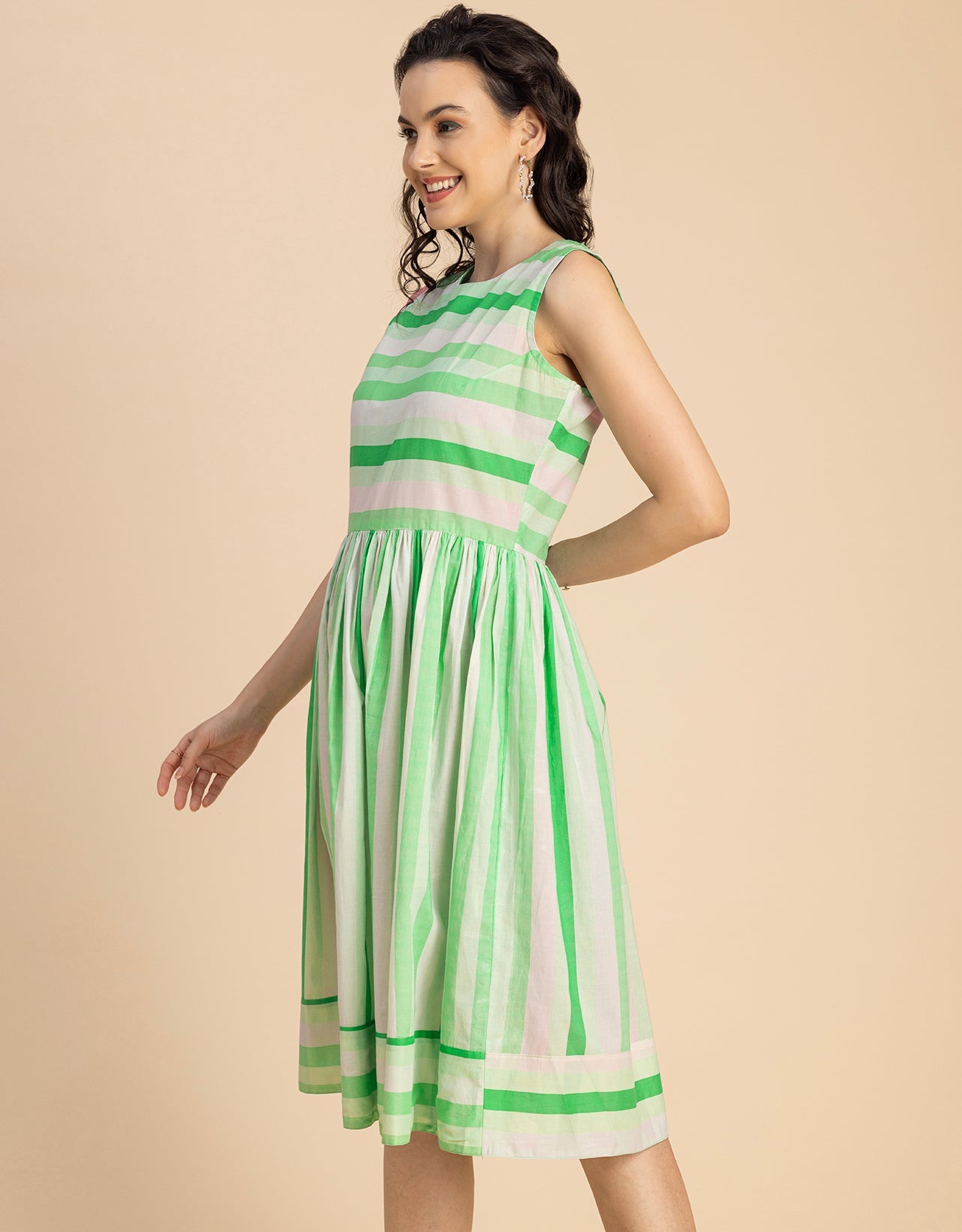 Sleeveless Round Neck Cotton Dress