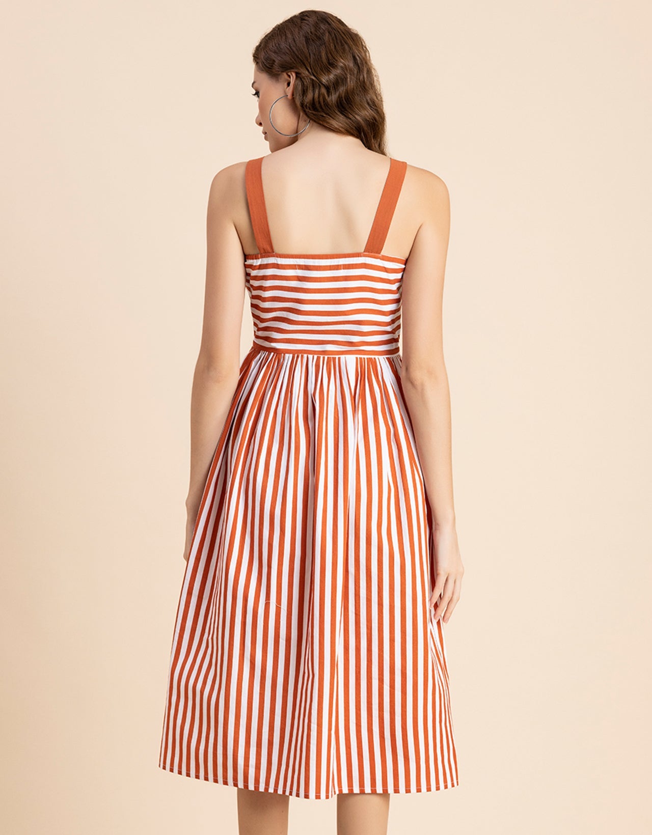 Sleeveless Square Neck Fit And Flare Cotton Dress